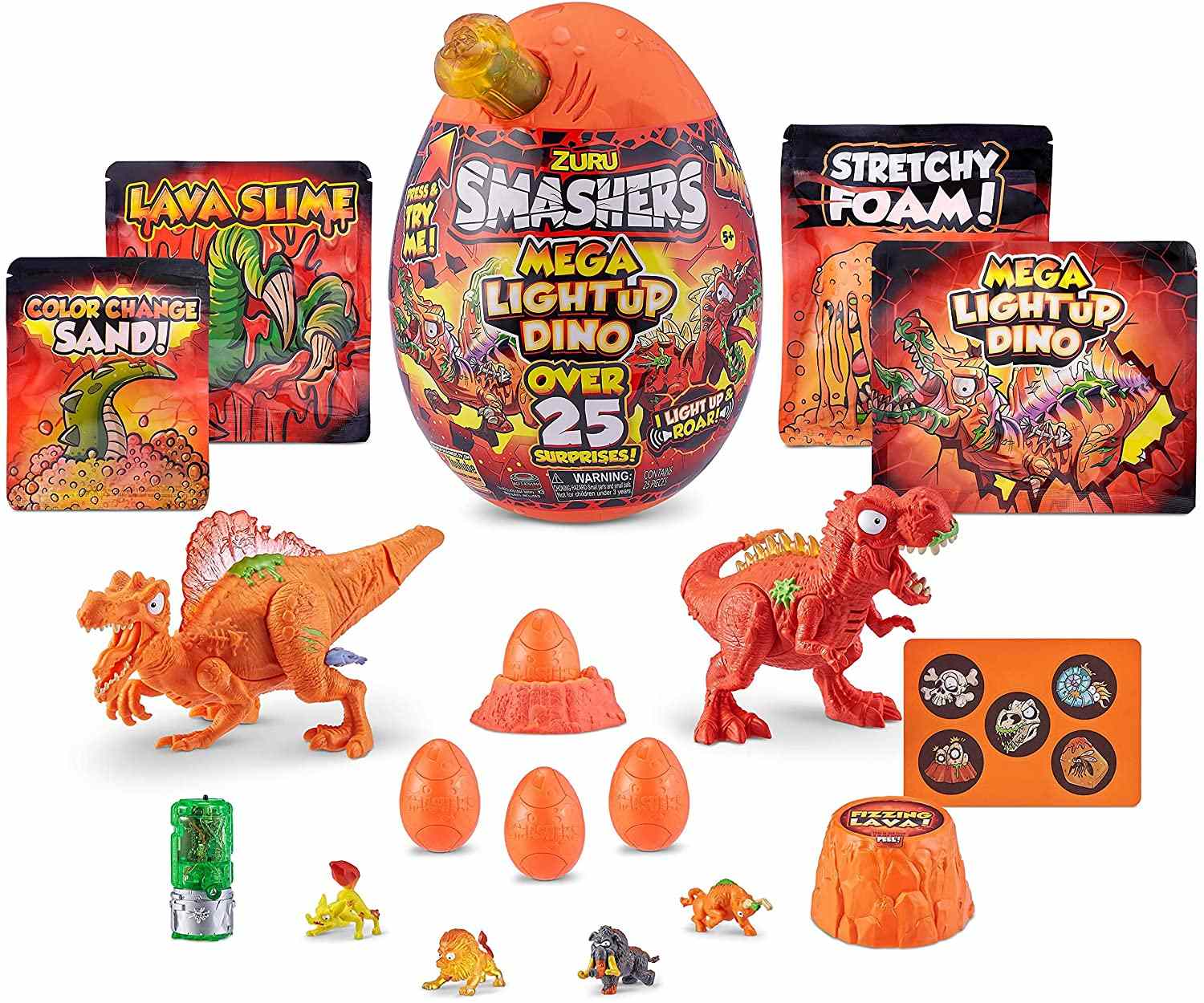 Smashers collezionabile - mega light up dino egg con dinosauro da montare luci e suoni e tante sorprese - 