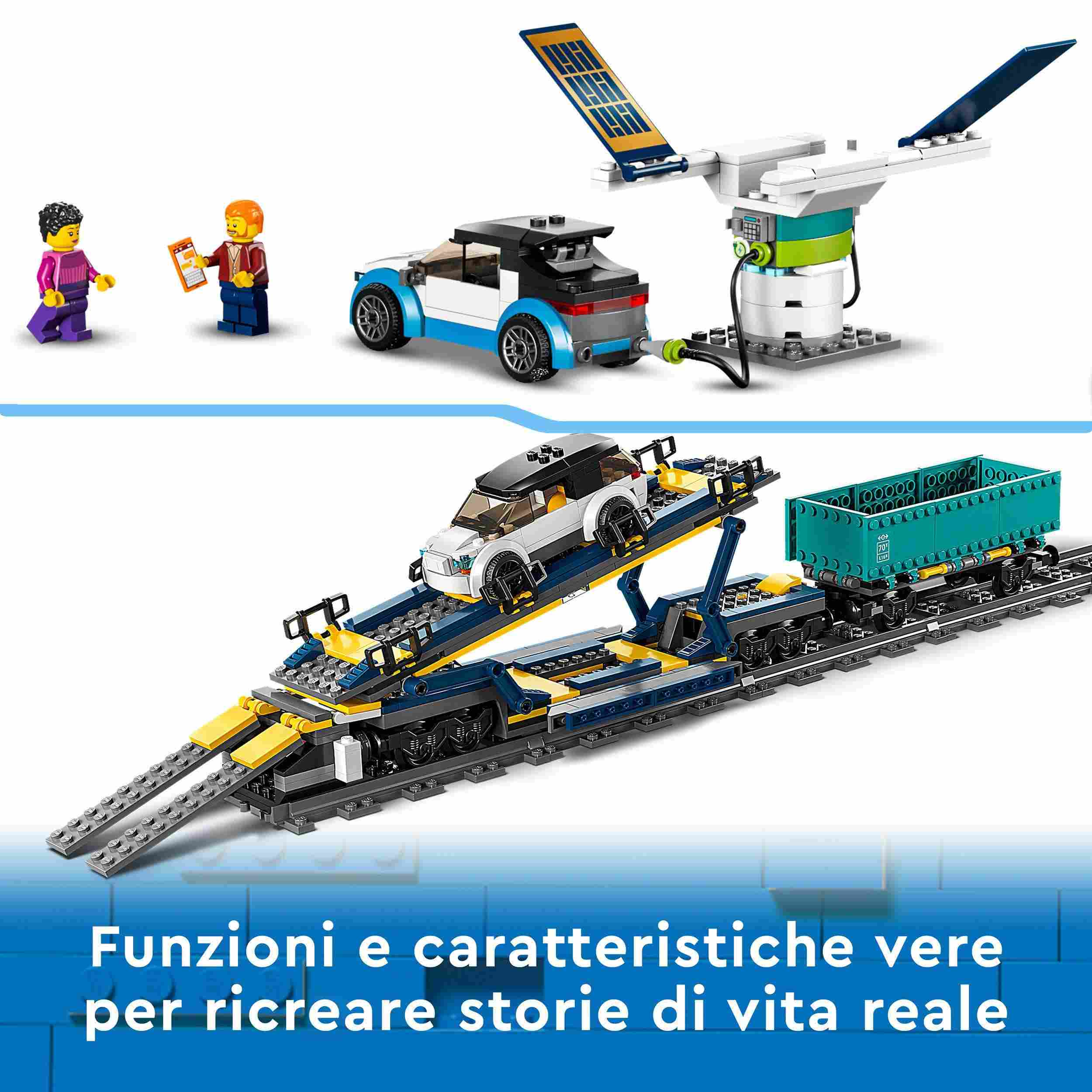 Lego city 60336 treno merci, locomotiva telecomandata con suoni e binari, gru giocattolo, giochi per bambini dai 7 anni - LEGO CITY, Lego