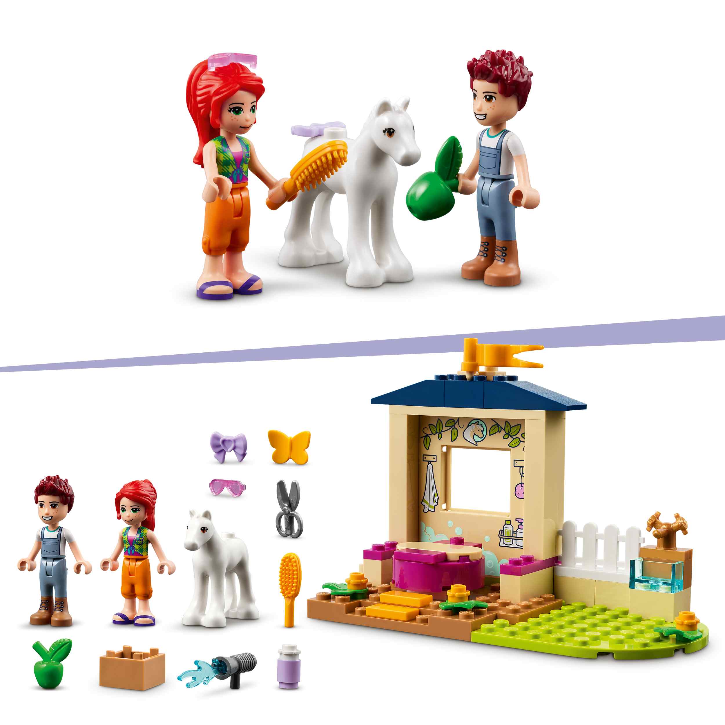 Lego friends 41696 stalla di toelettatura dei pony, con cavallo giocattolo e mini bamboline mia e daniel, giochi per bambini - LEGO FRIENDS, Lego