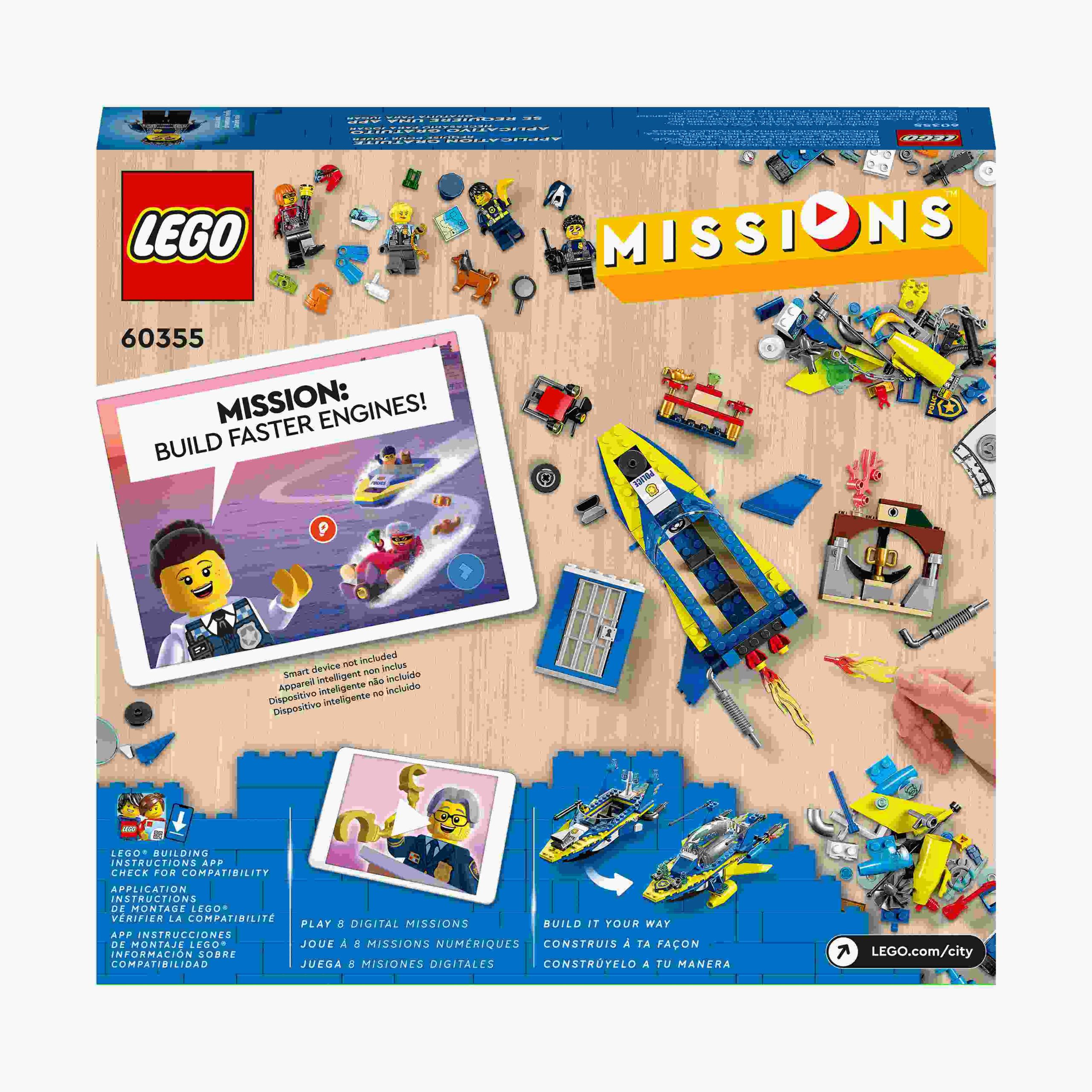 Lego city 60355 missioni investigative della polizia marittima, set di costruzioni con avventura digitale interattiva - LEGO CITY, Lego