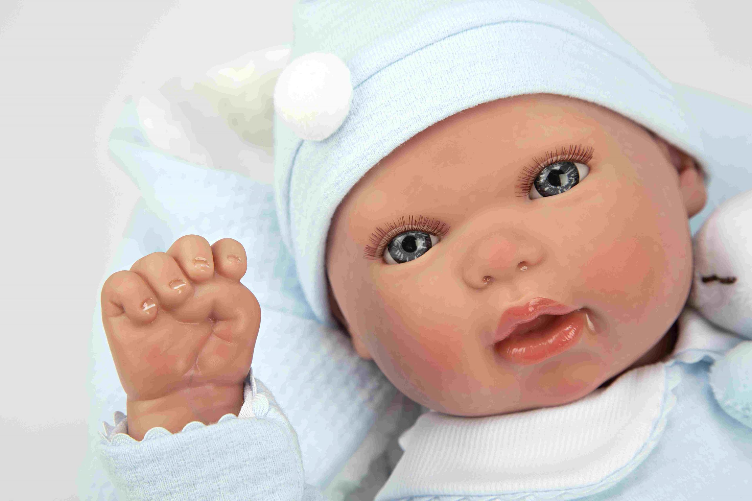 Bambola bebé reborn 45 cm con completo blu - LOVE BEBÈ