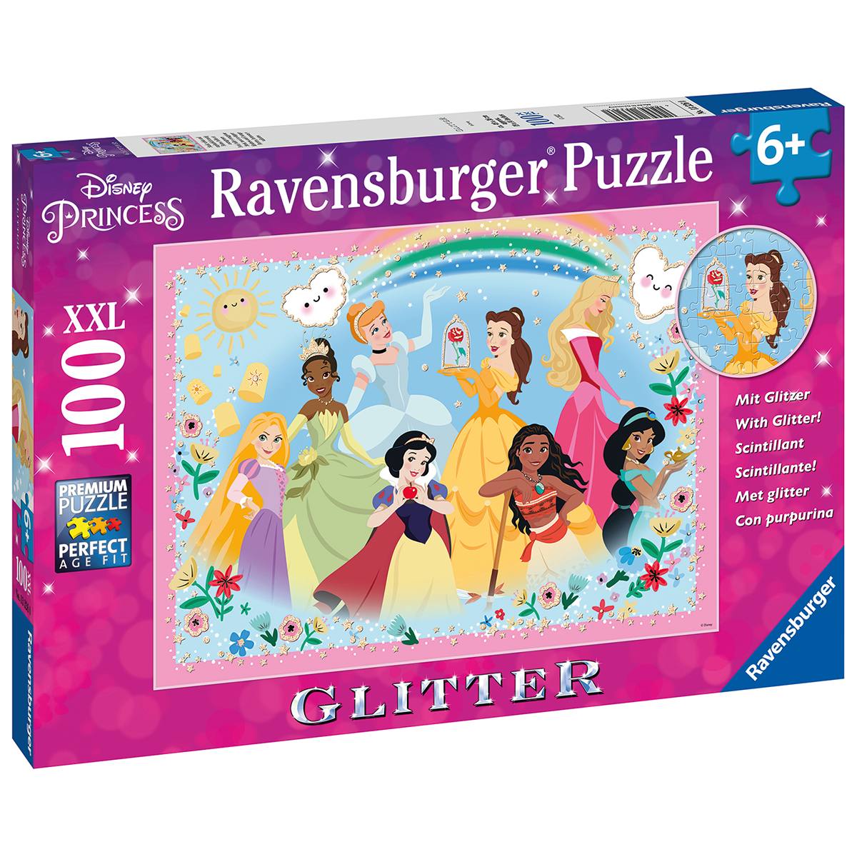 Ravensburger puzzle da 100 pezzi - per bambini a partire da 6 anni – disney  princess - effetto glitter - dimensione 49x36 centimetri - Toys Center