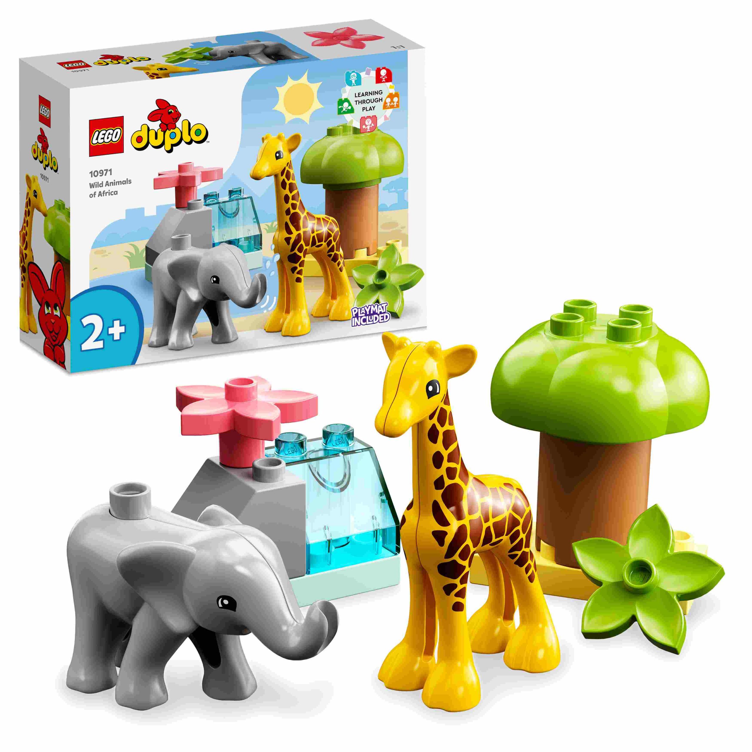 Lego duplo 10971 animali dell’africa, giochi educativi per bambini dai 2 anni con elefante giocattolo e tappetino da gioco - LEGO DUPLO, Lego