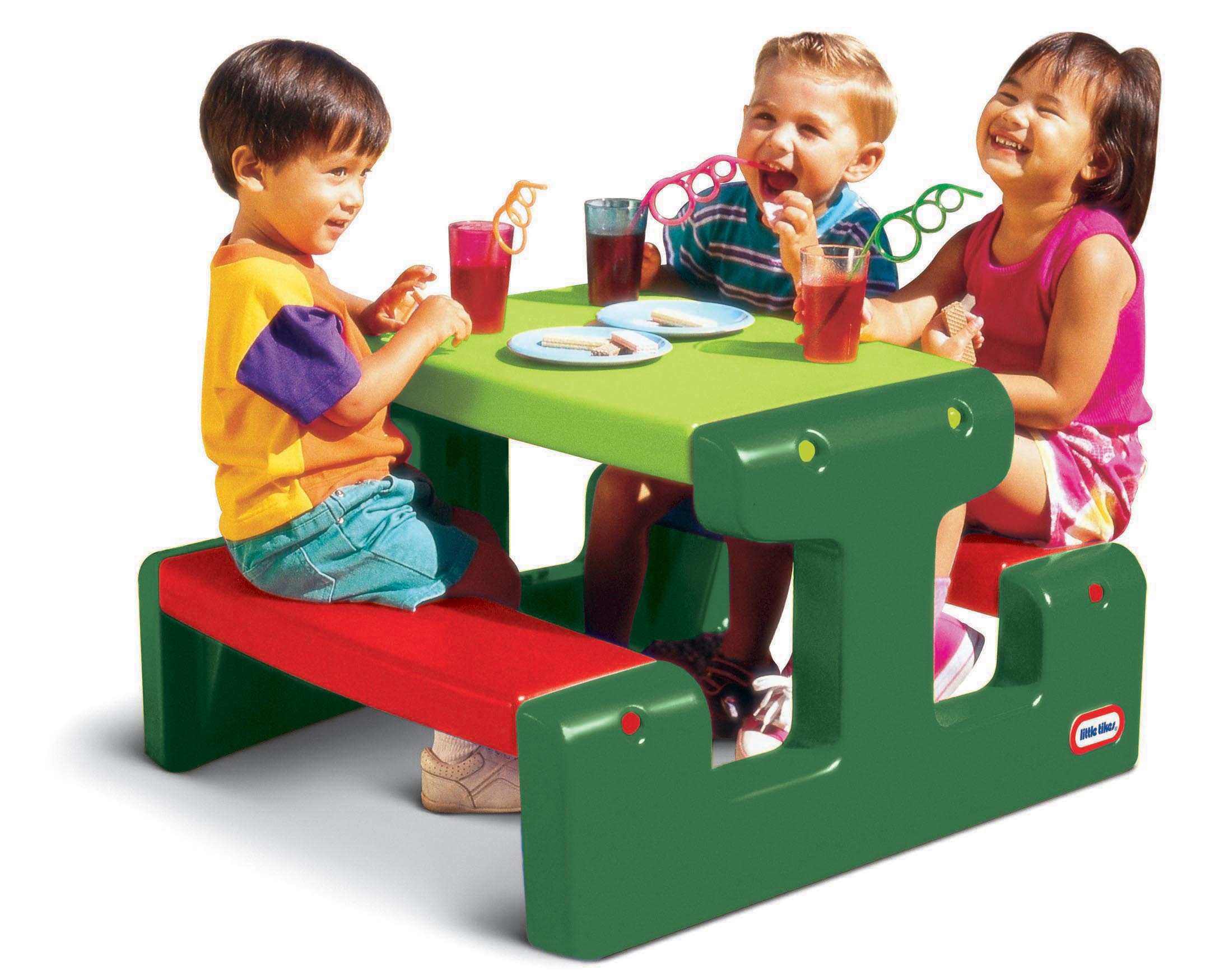Little tikes tavolino da picnic junior per bambini - fino a 4 posti - per giocare, fare i compiti & costruire - LITTLE TIKES