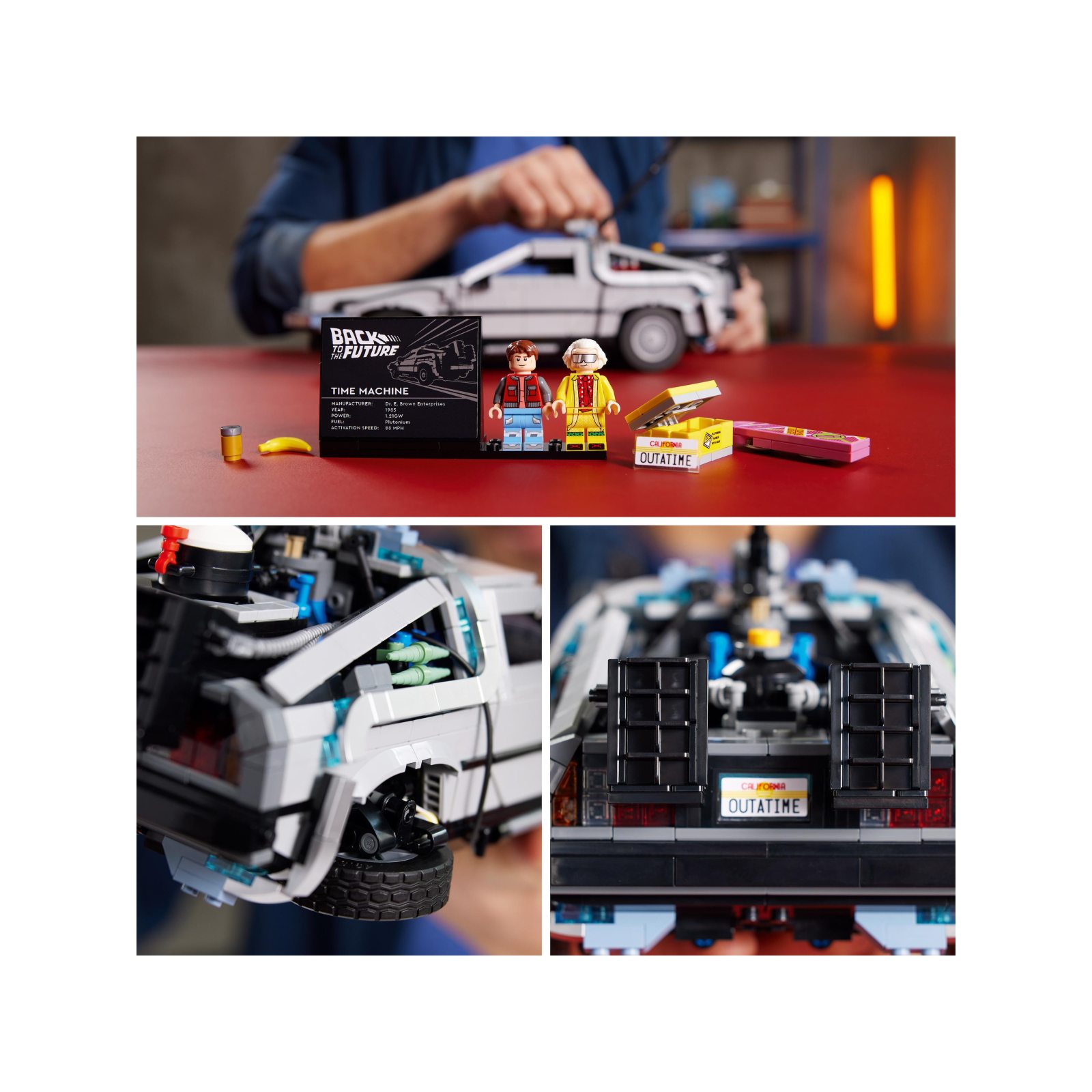 Lego icons 10300 macchina del tempo ritorno al futuro, set modellino delorean da costruire, minifigure di doc e marty mcfly - LEGO ICONS