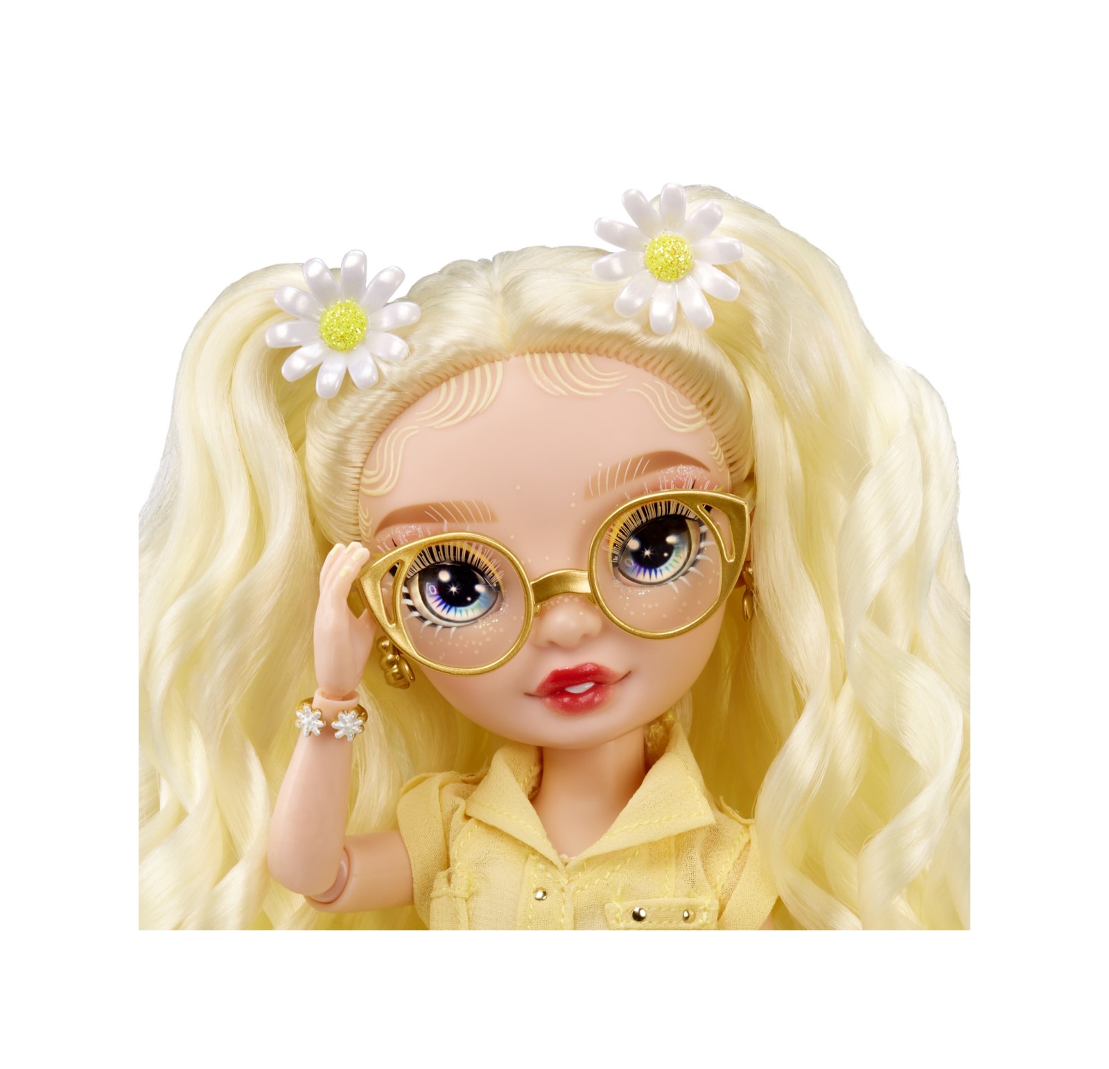 Rainbow high -  delilah fields - bambola alla moda color giallo - con albinismo e occhiali - include 2 abiti mix & match con accessori - Rainbow High