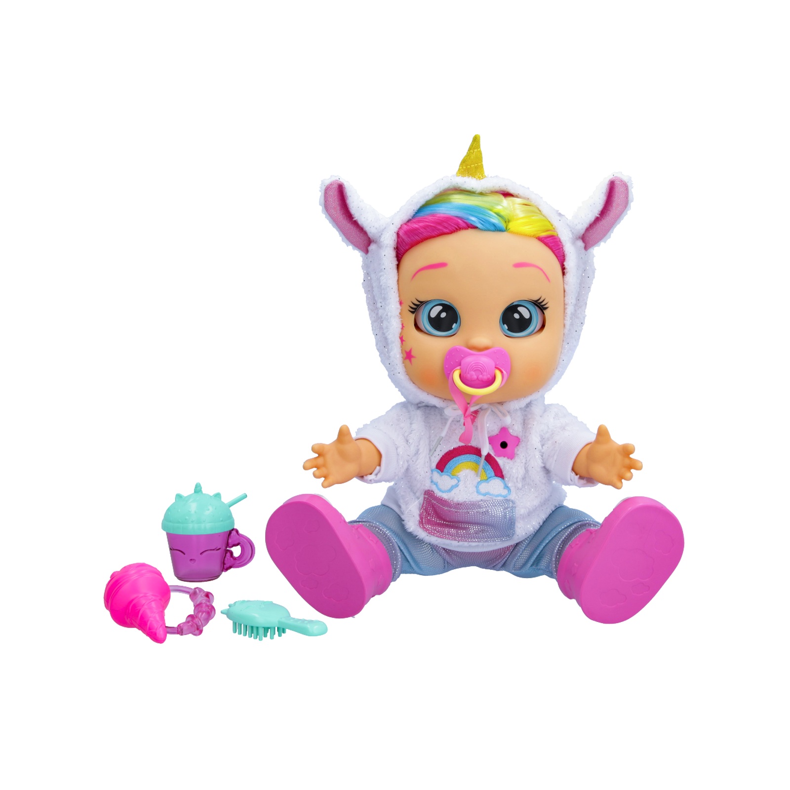 Cry babies first emotions dreamy bambola interattiva con circa 70  espressioni realistiche: piange, mangia, dorme, ride come un bebé vero; ha  4 accessori e indossa vestitini veri - Toys Center