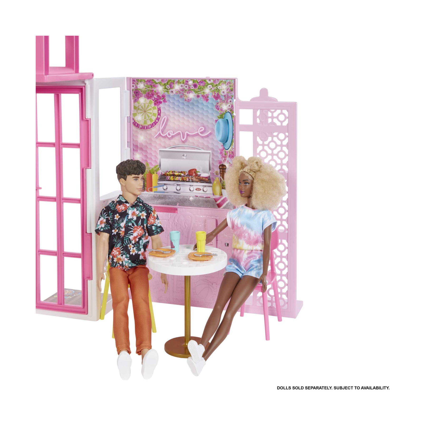Barbie casa a 2 piani, con 4 aree gioco, completamente ammobiliata, casa di barbie con cucciolo e accessori, regalo e giocattolo per bambini 3+ anni - Barbie