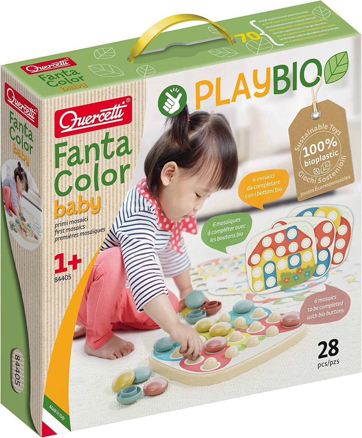 Quercetti - fantacolor baby play bio, multicolore, 84405 - 