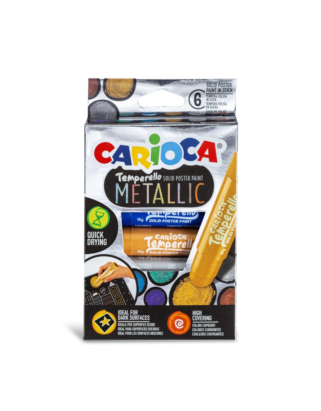 Carioca temperello metallic scatola da 6 pezzi, adatto ai bambini a partire da +3 anni, codice articolo 42674 - 