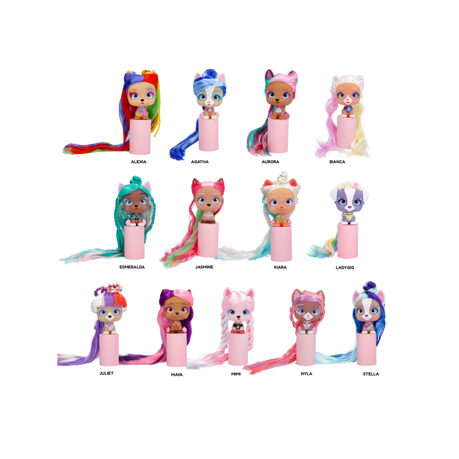 Vip pets glam gems 13 bambole cagnoline con capelli lunghissimi e accessori per acconciare; ideali per  bambini e bambini tra i 4 e gli 8 anni - VIP PETS