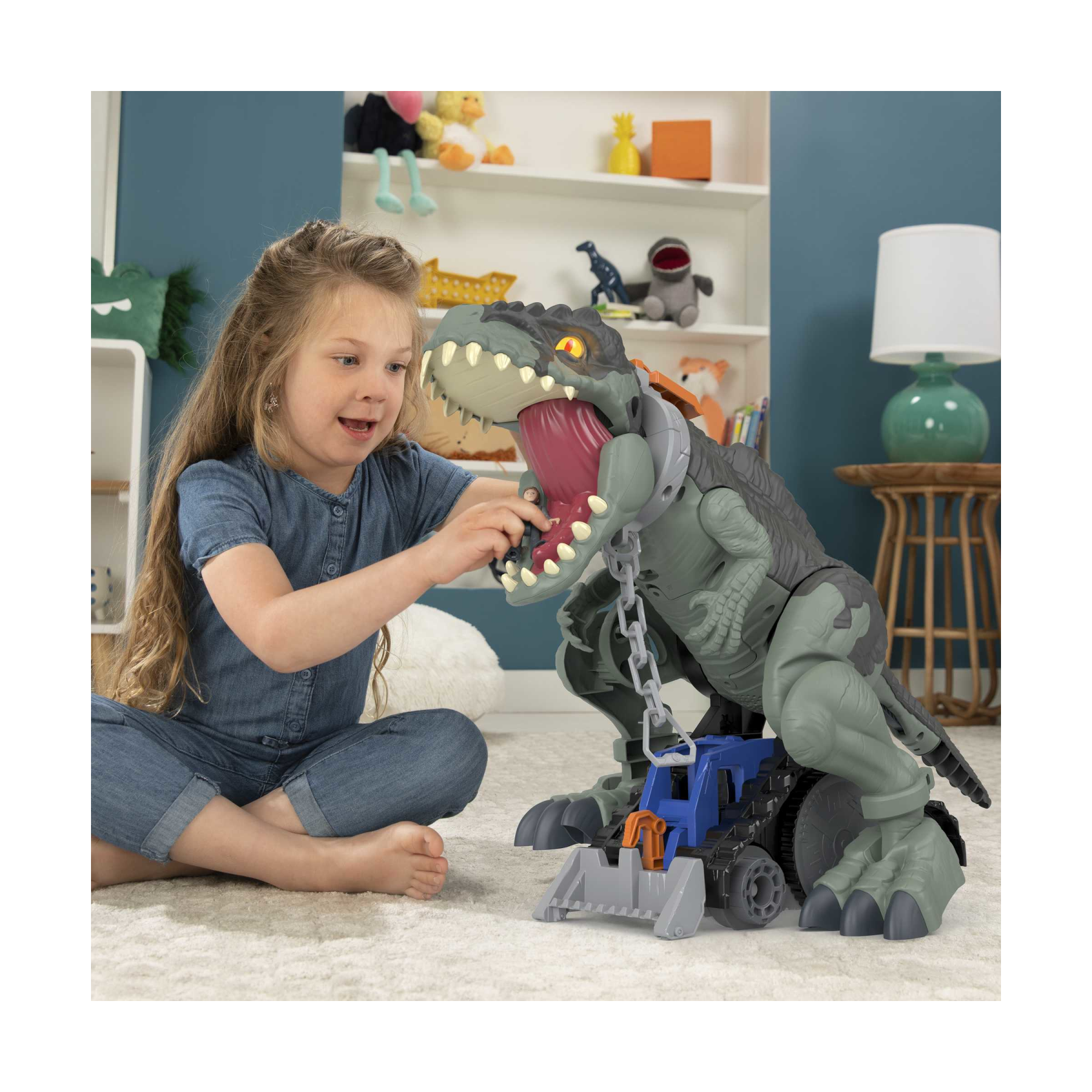 Imaginext jurassic world mega dino passi ruggenti, dinosauro giocattolo da 40,6 cm con luci, suoni e azione per bambini in età prescolare dai 3 anni in su - Jurassic World