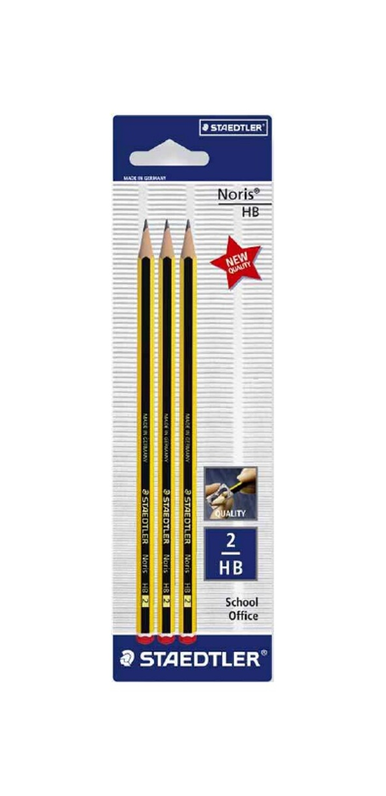 Staedtler noris matita in grafite, mina hb, fusto esagonale giallo e nero (confezione 3 pezzi) - 