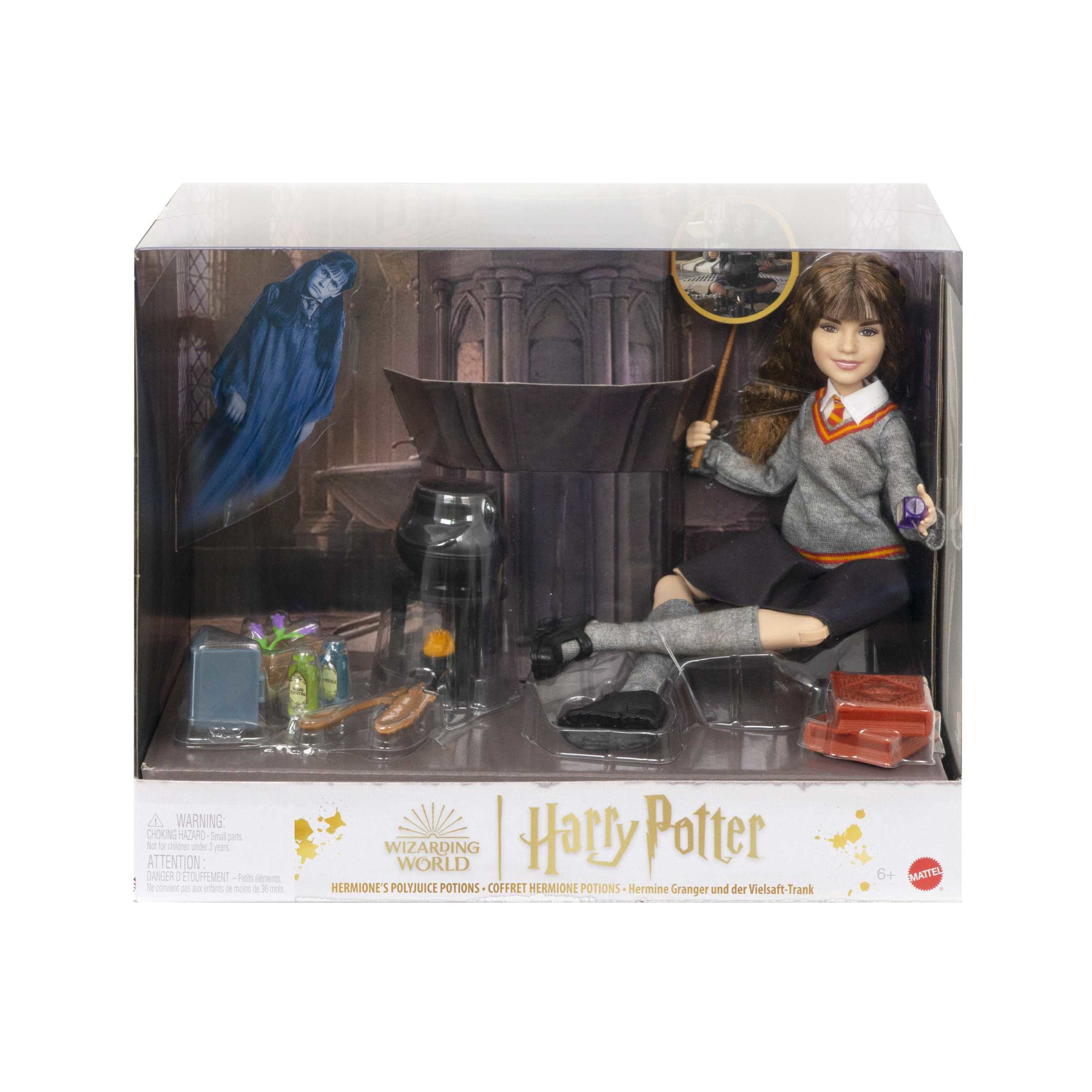 Harry potter hermione e la pozione polisucco, playset con bambola hermione granger in uniforme di hogwarts e accessori, giocattolo per bambini dai 6 anni in su - Harry Potter