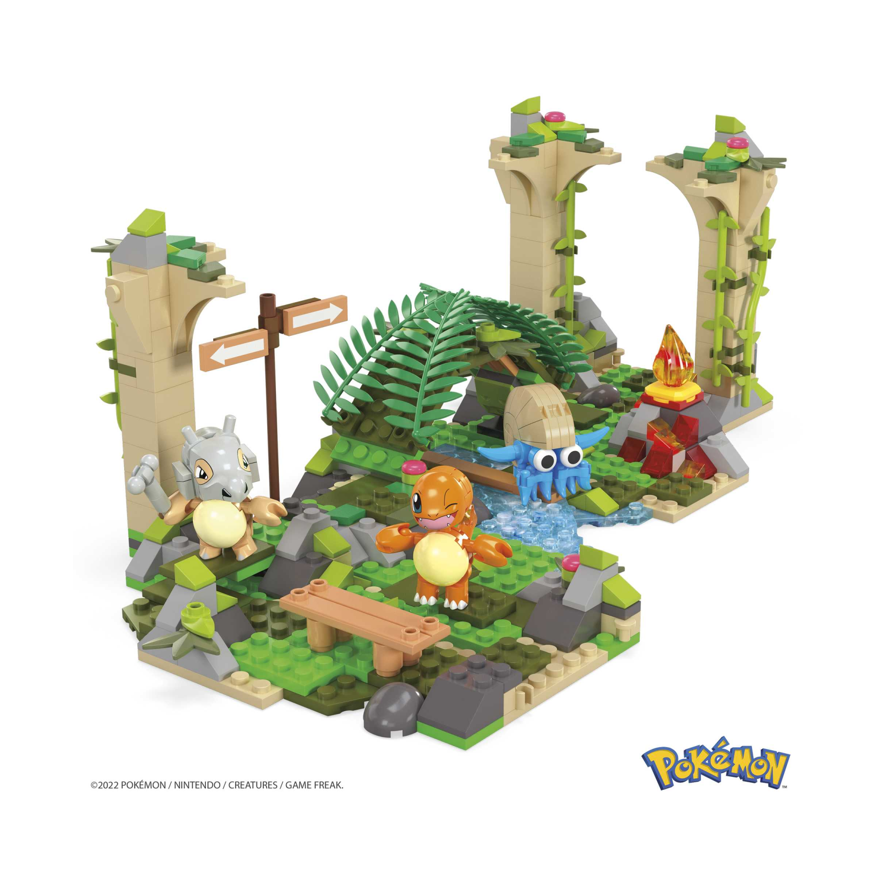 Mega pokémon rovine abbandonate nella giungla set di costruzioni con 464 mattoncini e pezzi compatibili per collegarlo ad altri mondi, set regalo per bambini dai 7 anni in su - 