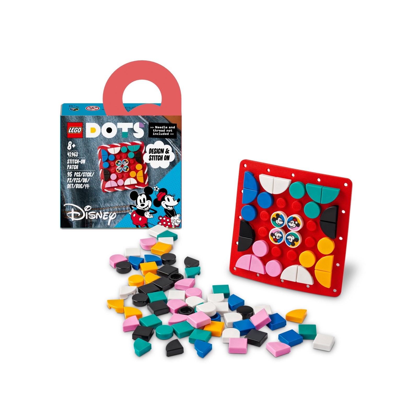Lego dots 41963 disney patch stitch-on topolino e minnie, kit fai da te, toppa da cucire per decorare vestiti o accessori - DOTS, Disney Stitch, Minnie