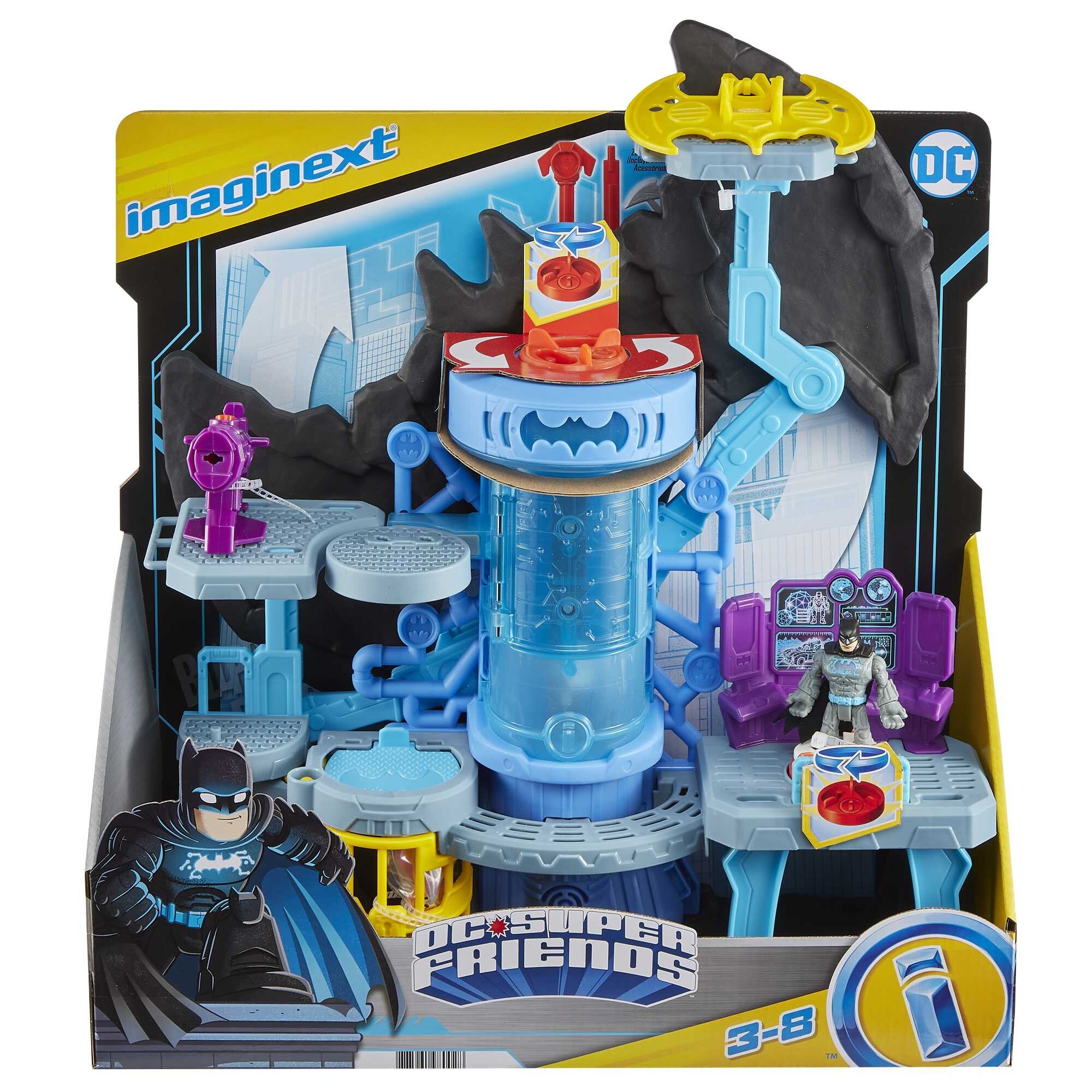 Imaginext dc super friends batcaverna bat-tech, playset di batman con luci e suoni; per bambini da 3 a 8 anni - IMAGINEXT