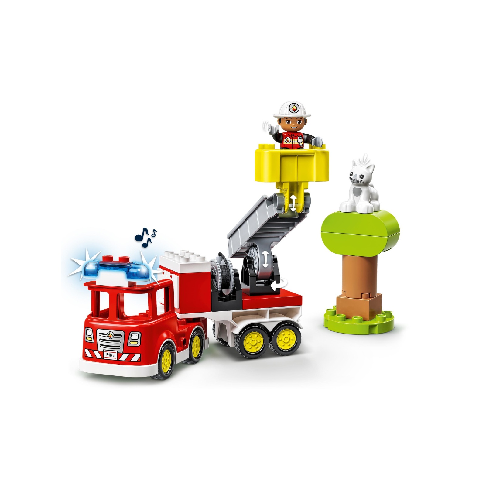 Lego duplo town autopompa, camion giocattolo con luci e sirena, figure pompiere e gatto, giochi educativi per bambini, 10969 - LEGO DUPLO