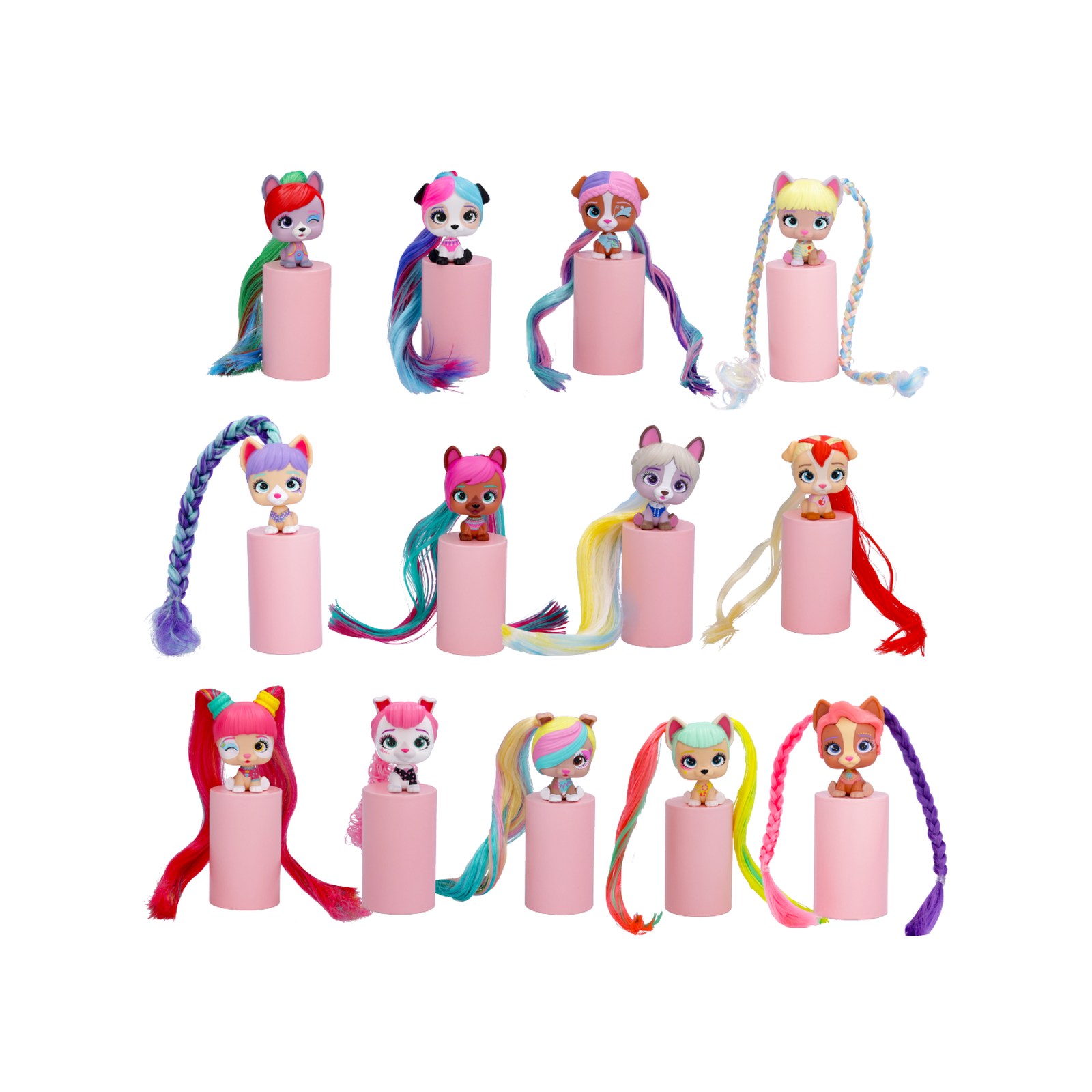 Vip pets mini fans glam gems 13 mini bambole cagnoline con capelli lunghi e 3 accessori per acconciare; ideali per  bambini e bambini tra i 4 e gli 8 anni - VIP PETS