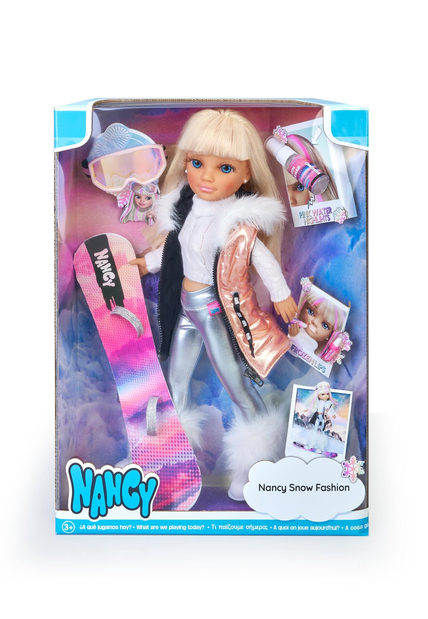 Nancy, snow fashion. bambola 42 cm, con accessori per la neve - Toys Center