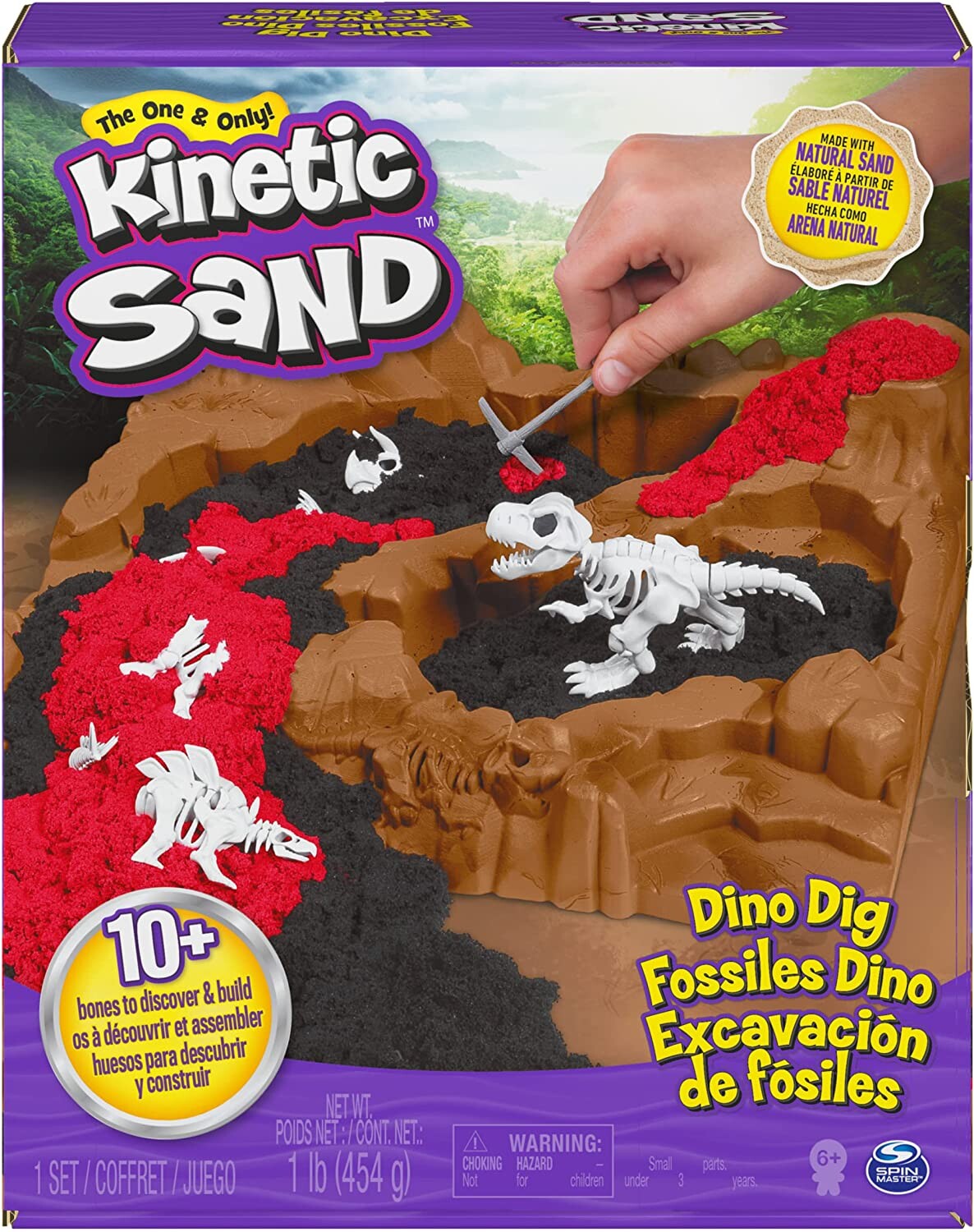 Kinetic sand, dino dig playset con 10 ossa di dinosauri nasclste - KINETIC SAND