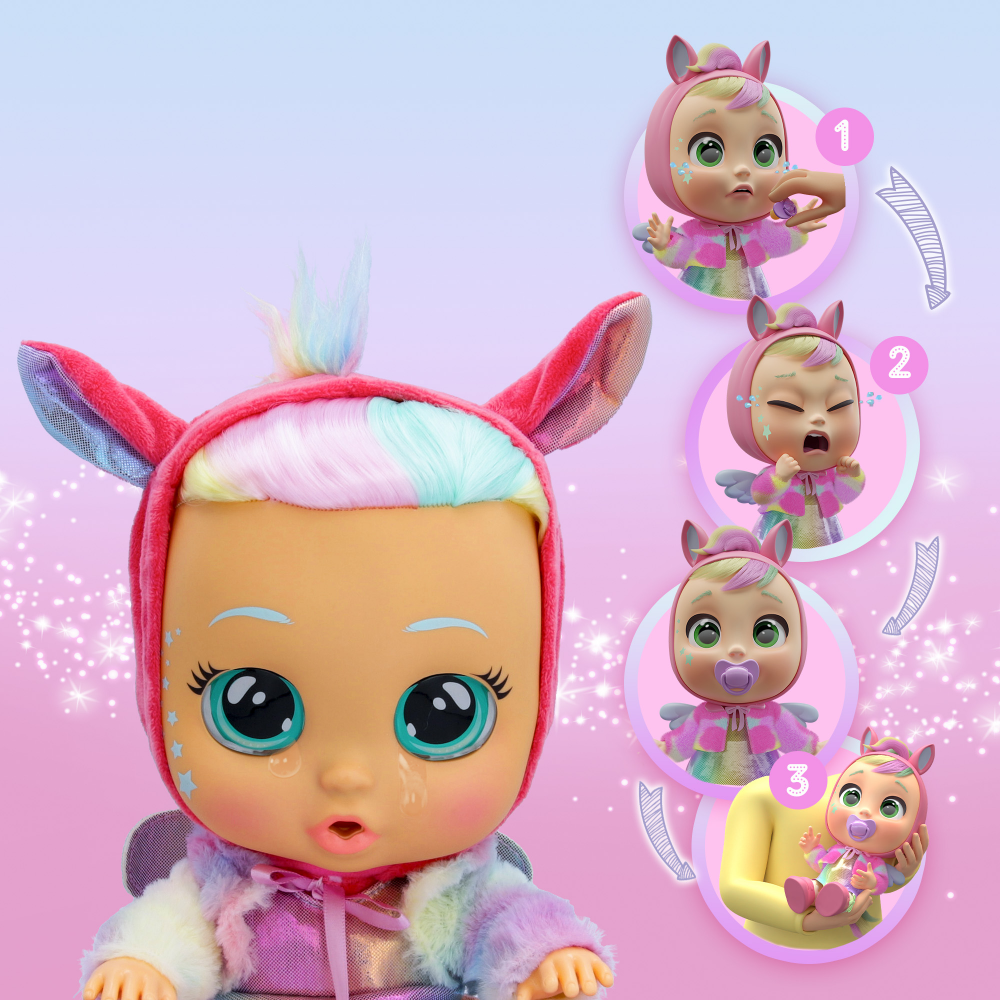 Cry babies dressy fantasy hannah, bambola interattiva che piange lacrime vere, con capelli veri e colorati, ciuccio, vestitini e scarpine con dettagli luccicosi. - CRY BABIES