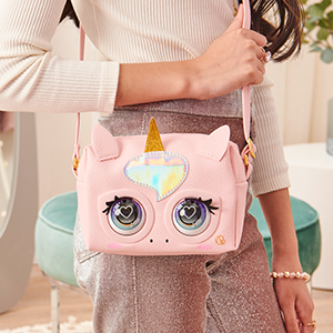 Purse pets - borsetta interattiva unicorno rosa e brillantini - 