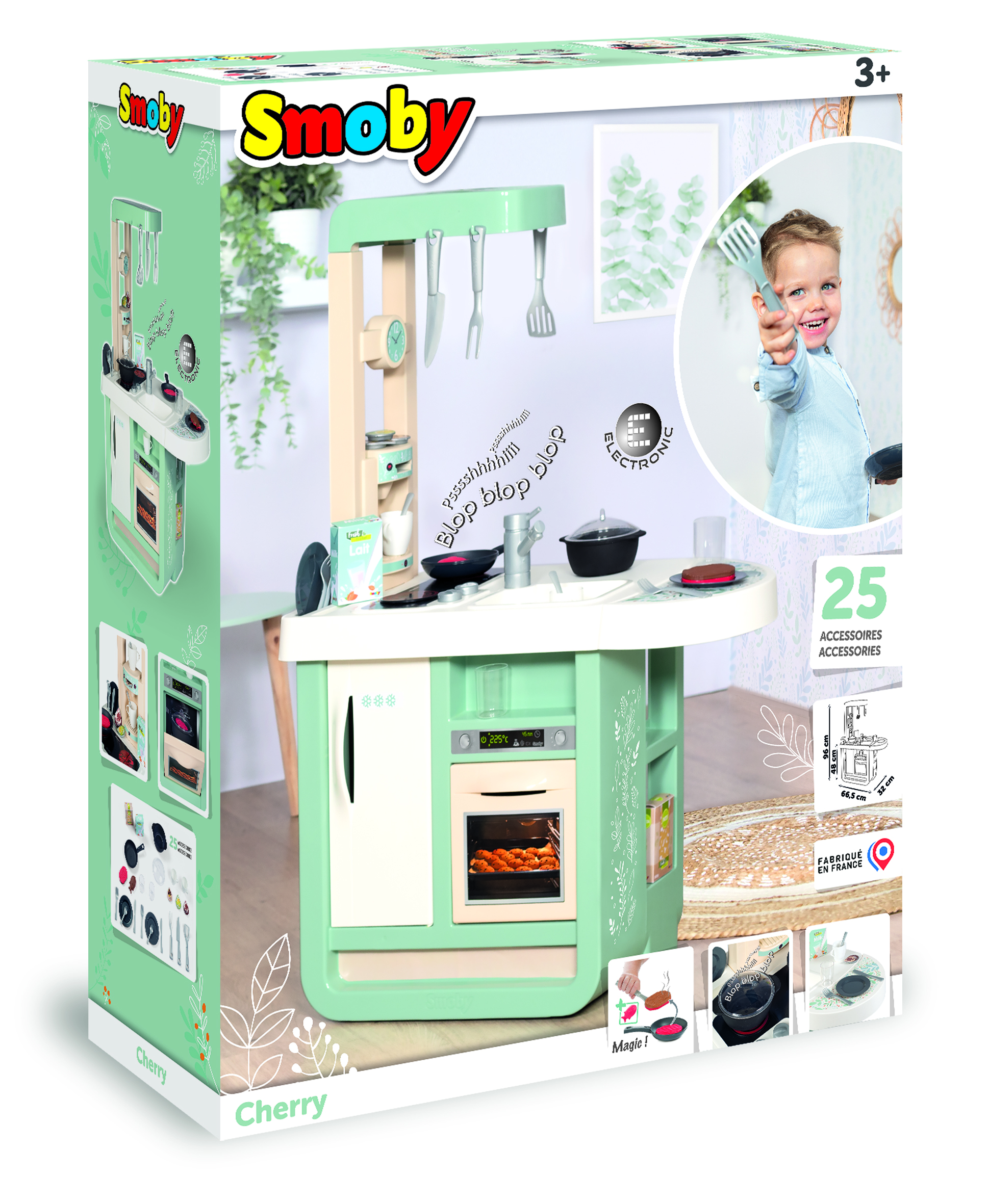 Smoby cucina cherry con 23 accessori, h piano cm 48,5 - SMOBY