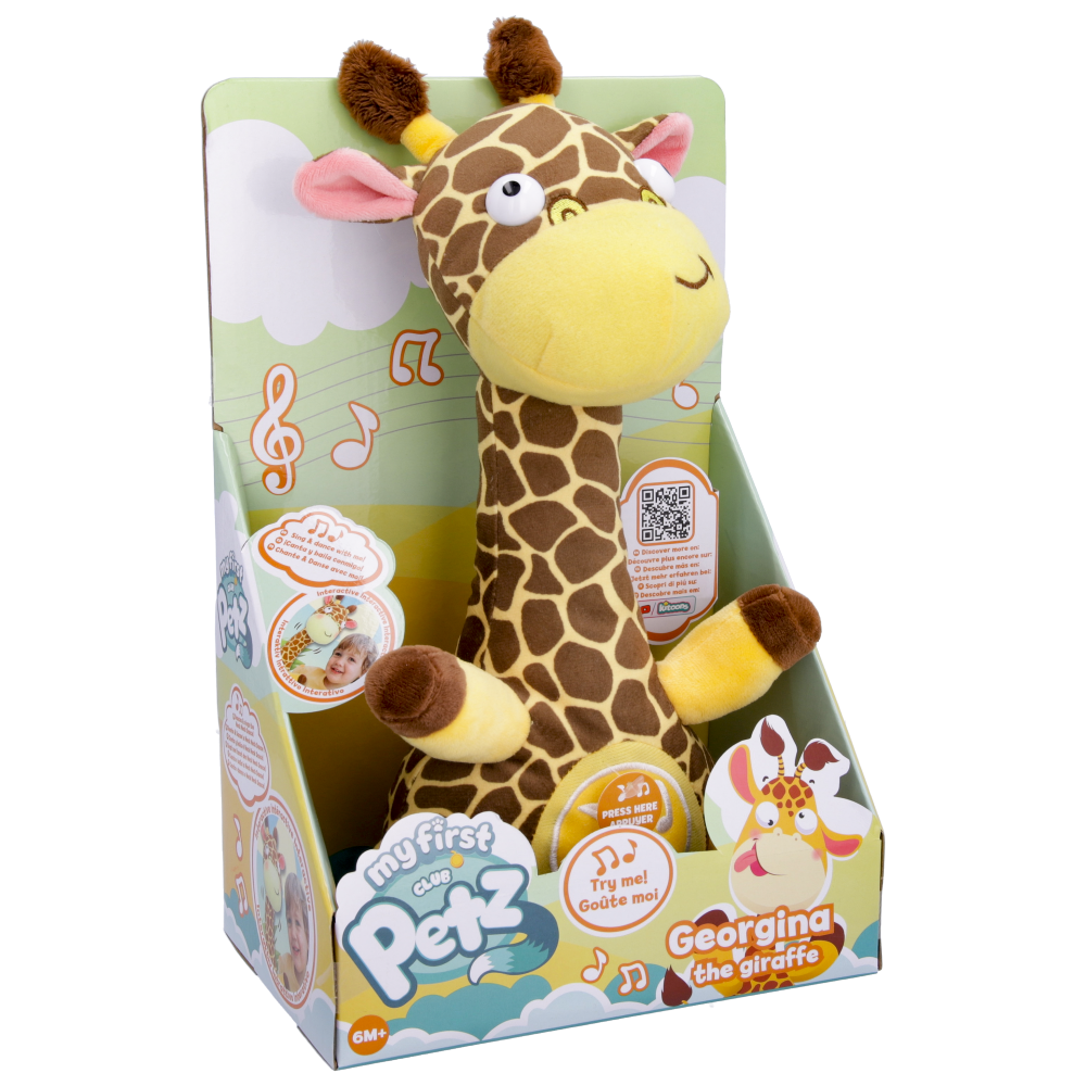 My first club petz georgina la giraffa| divertente e morbido peluche che canta, balla e risponde ai suoni - giocattolo regalo per bambini e bambine +2 anni - Club Petz IMC