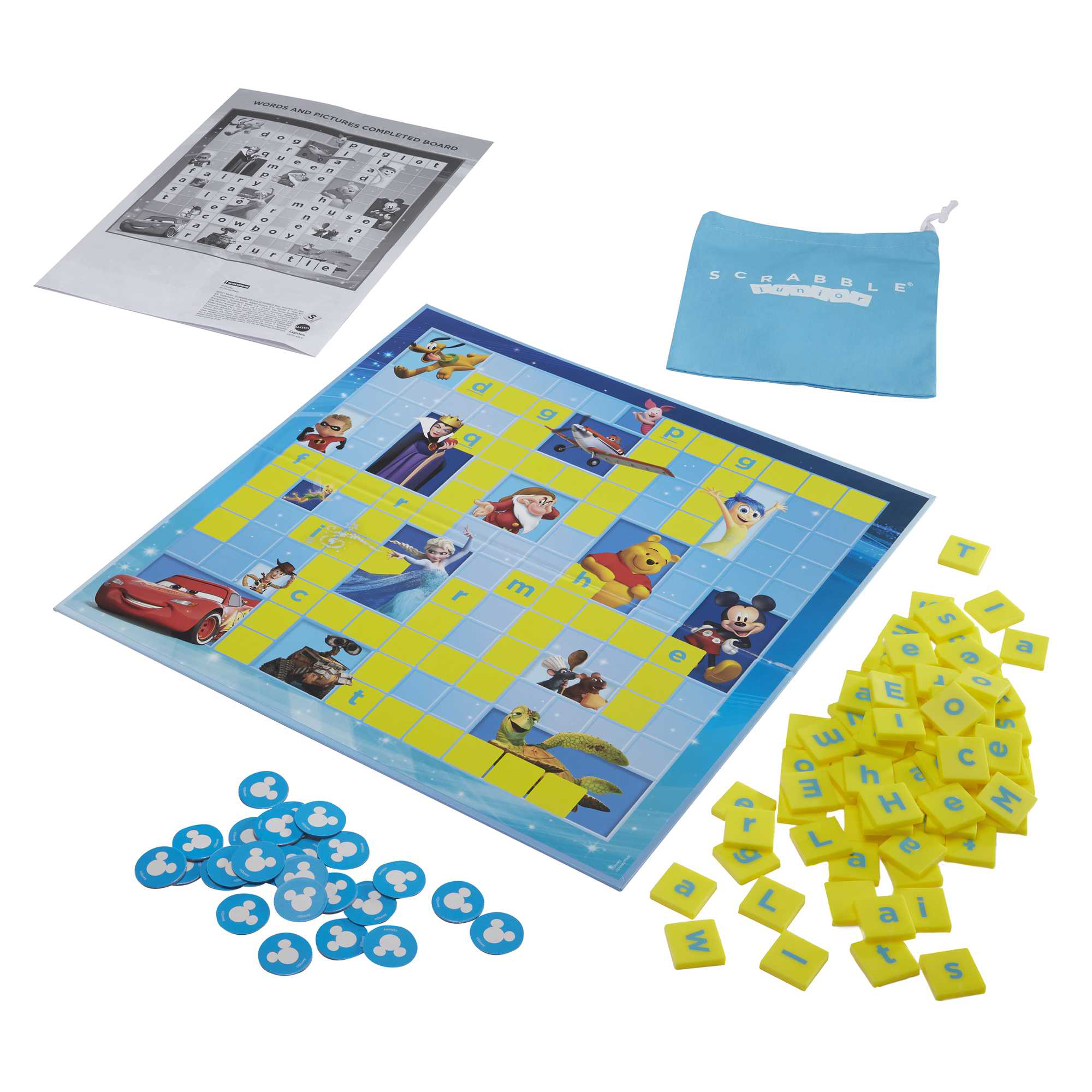 Mattel games - scrabble junior disney, il gioco da tavolo delle parole crociate con immagini dei personaggi disney, per bambini 6+ anni, hfk22 - MATTEL GAMES