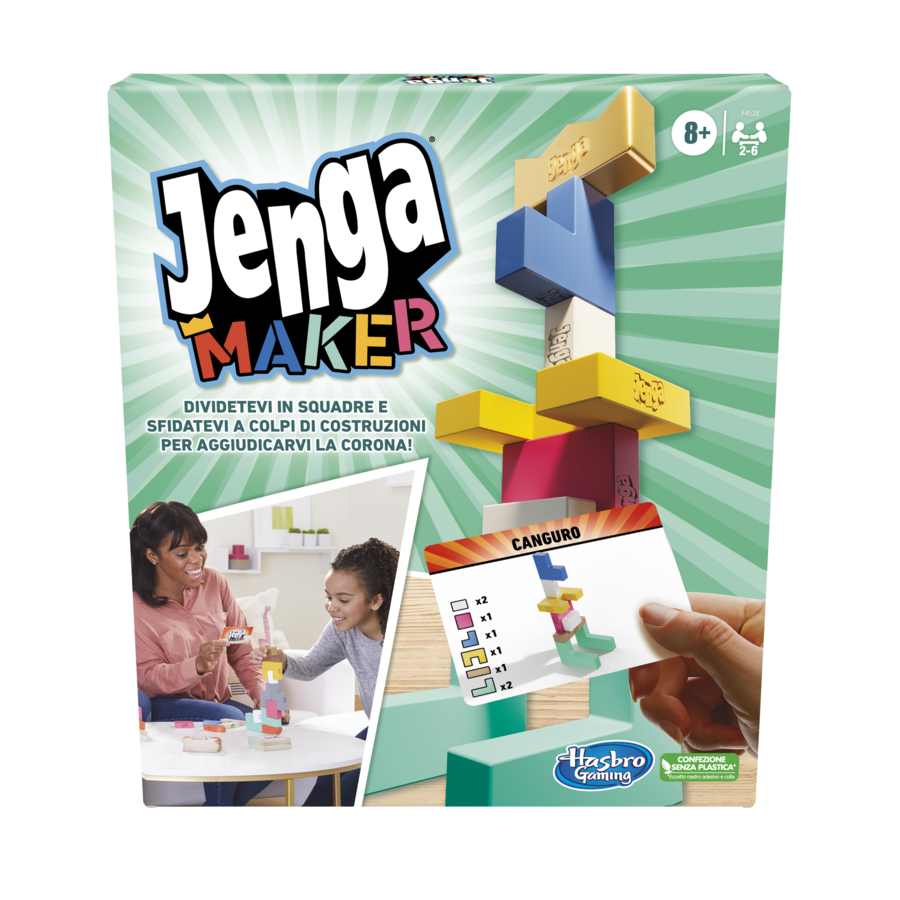 Jenga maker, mattoncini in vero legno, gioco per bambini dagli 8 anni in su, per 2-6 giocatori, gioco da fare in squadre - 