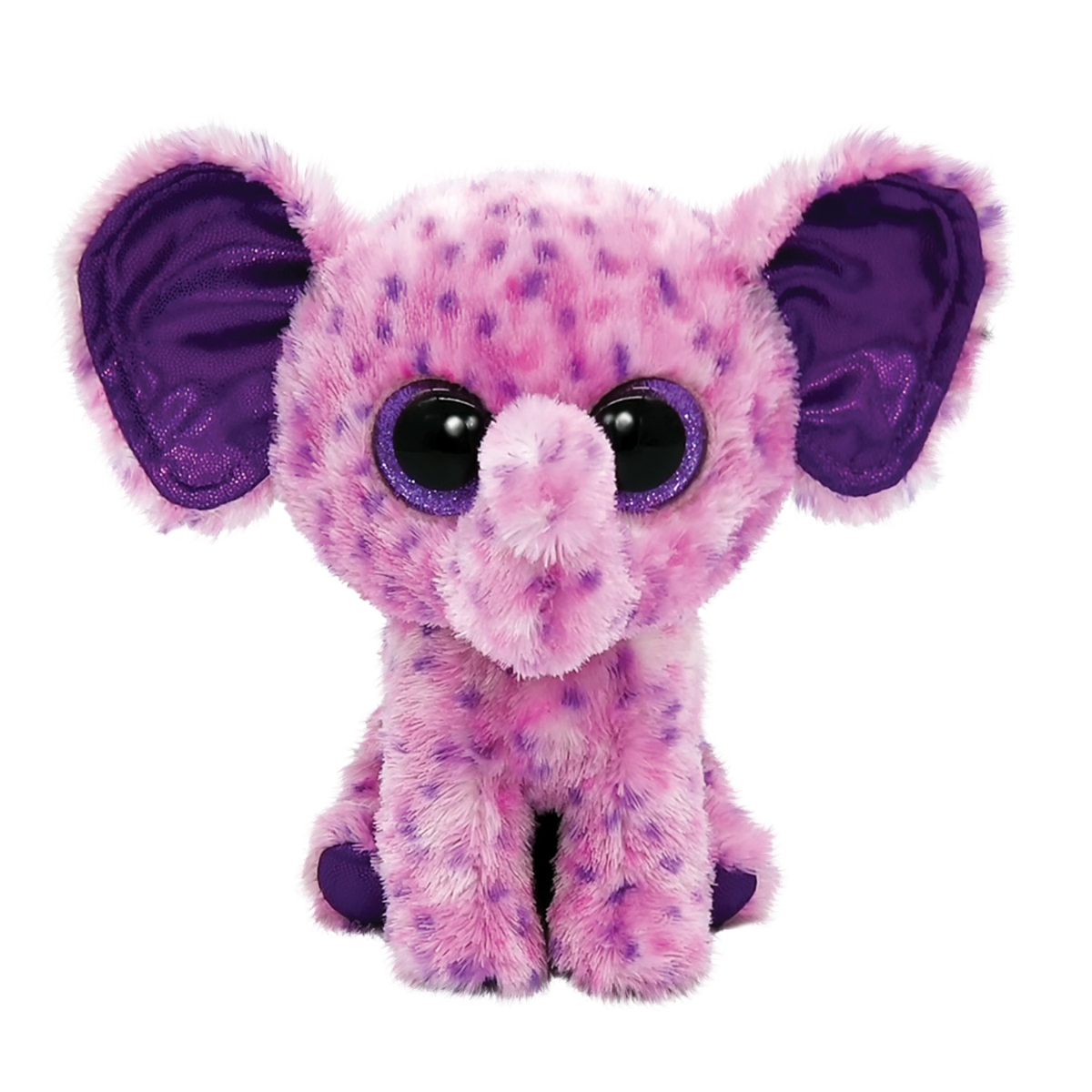 Ty - peluche - beanie boos - elefante - eva - rosa e viola - occhi, orecchie e zampe color viola glitter - il pupazzo con gli occhi grandi scintillanti - 15 cm - 36386 - TY