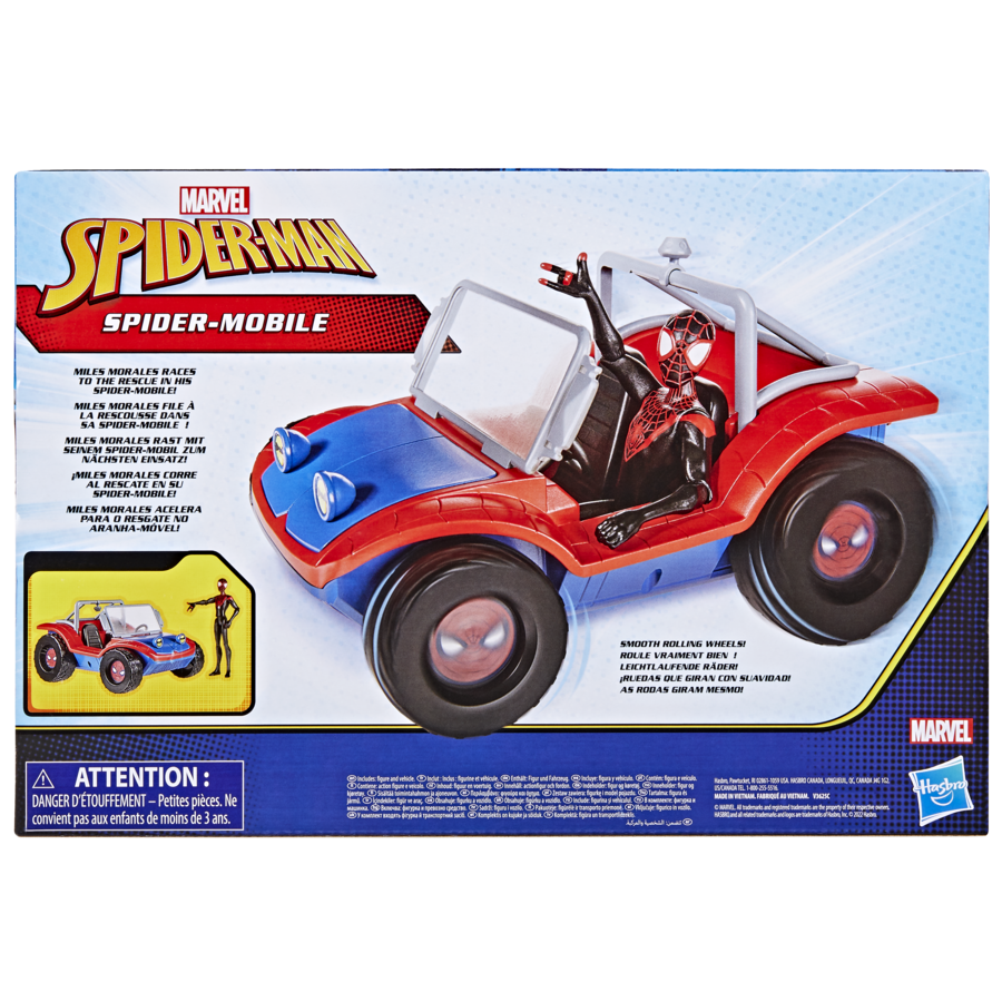 Hasbro, marvel spider-man, la macchina di miles morales e spider-ham, veicolo da 15 cm con action figure, per bambini e bambine dai 4 anni in su - 