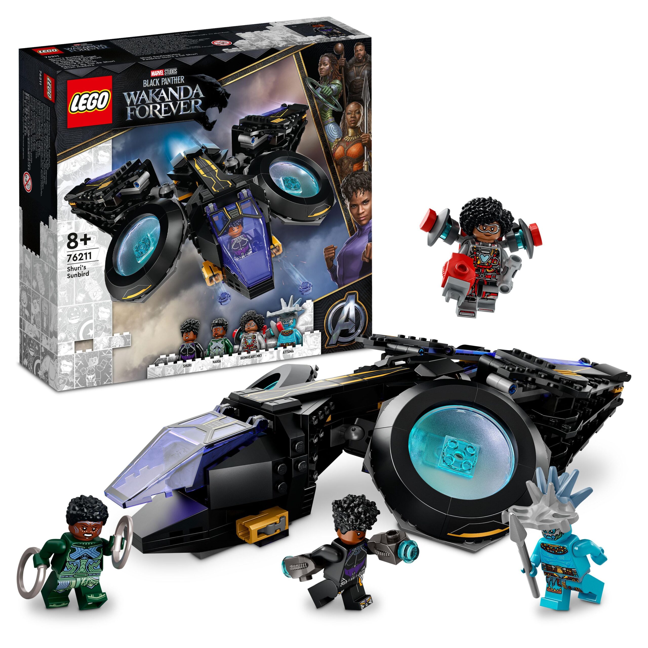 Lego marvel 76211 sunbird di shuri, aereo giocattolo di black panther, giochi per bambini con supereroi, idee regalo - Avengers, Lego