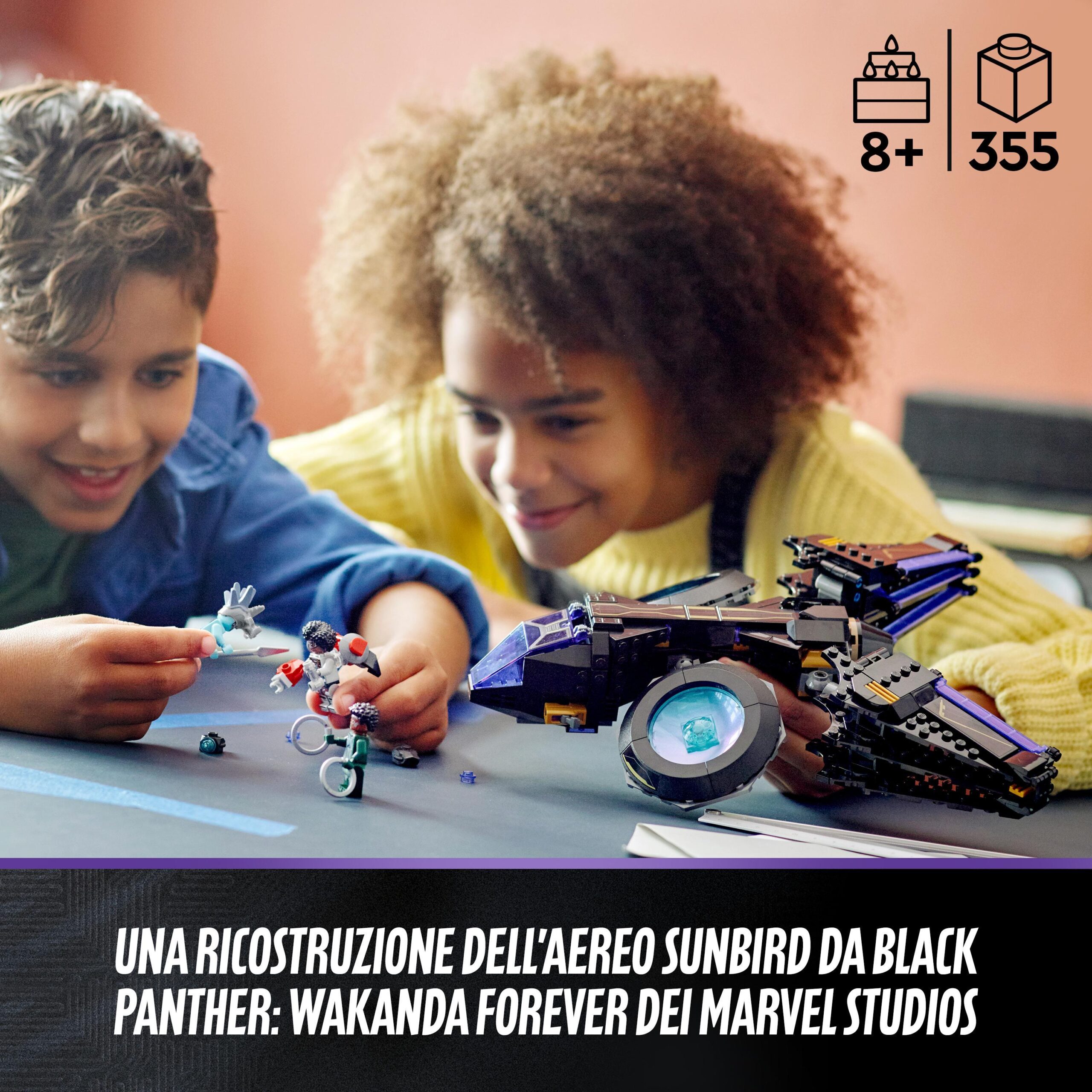 Lego marvel 76211 sunbird di shuri, aereo giocattolo di black panther, giochi per bambini con supereroi, idee regalo - Avengers, Lego