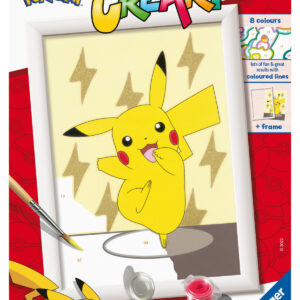 Ravensburger - creart serie e: pokémon, pikachu, kit per dipingere con i numeri, contiene una tavola prestampata, pennello, colori e accessori, gioco creativo per bambini 7+ anni - CREART