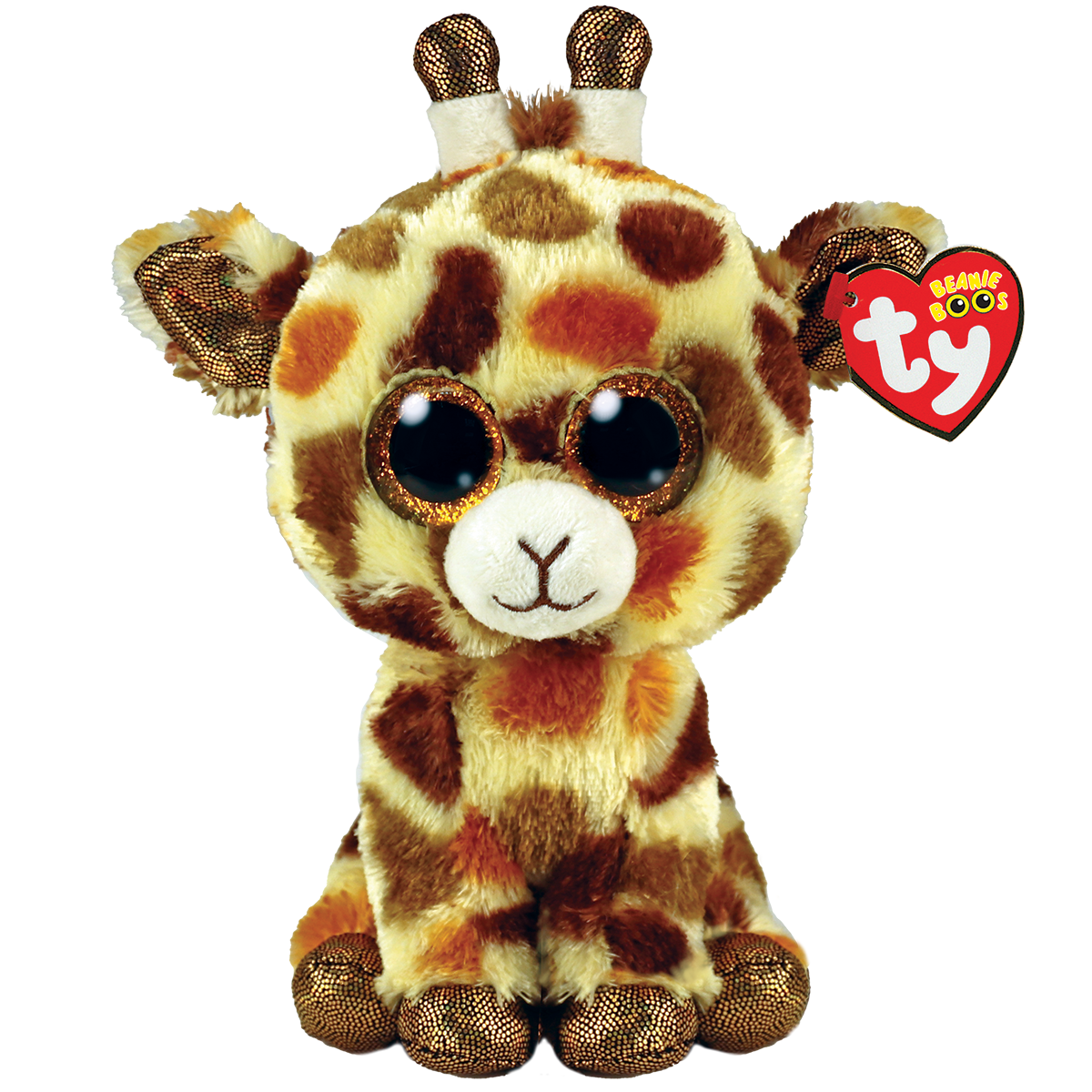 Ty - peluche - beanie boos - giraffa - stilts - giallo e marrone - peluche con zampe e occhioni glitter dorati - il morbido pupazzo con gli occhi grandi scintillanti - 15 cm - 36394 - TY