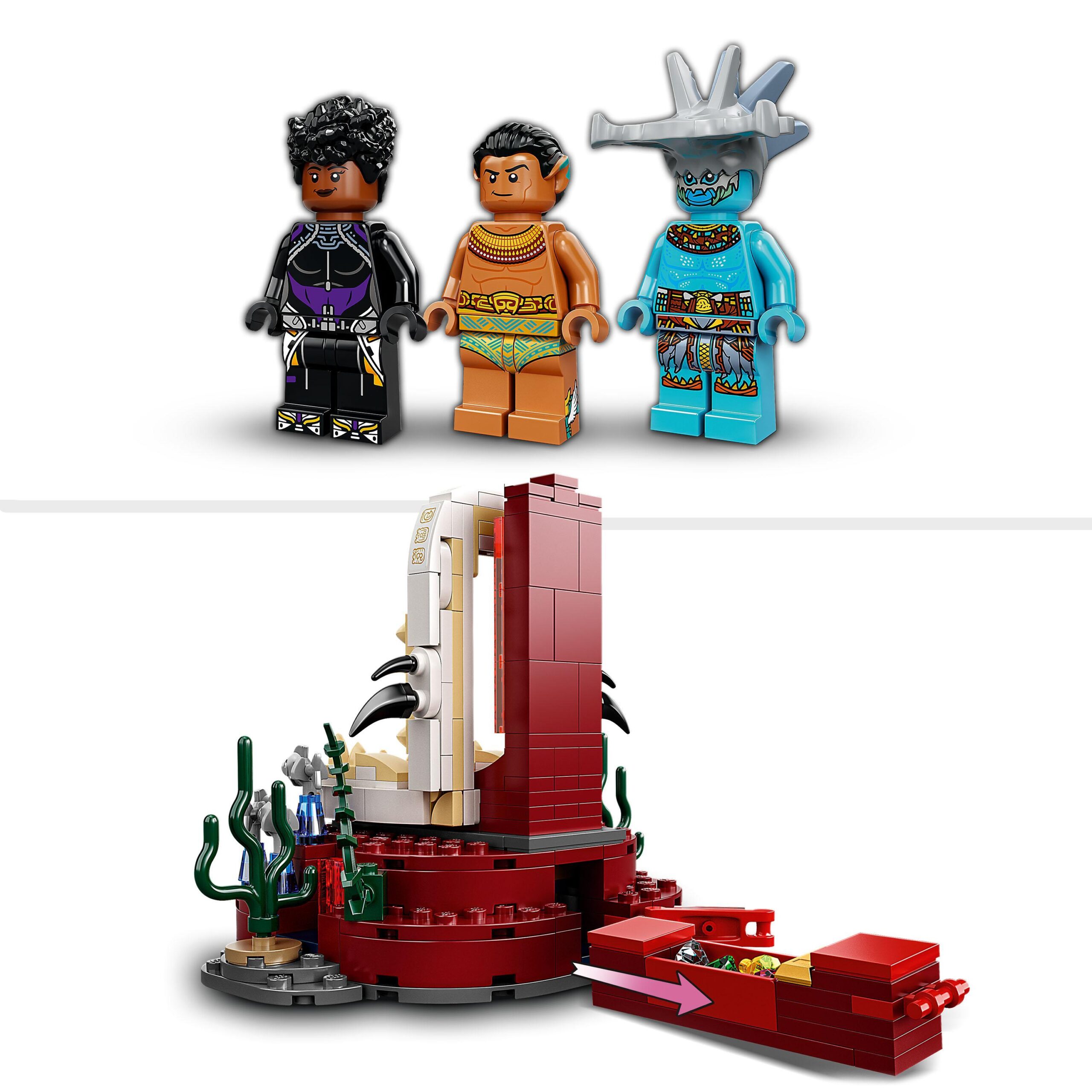 Lego marvel 76213 la stanza del trono di re namor, film supereroi black panther, sottomarino giocattolo, giochi per bambini - LEGO SUPER HEROES, Avengers