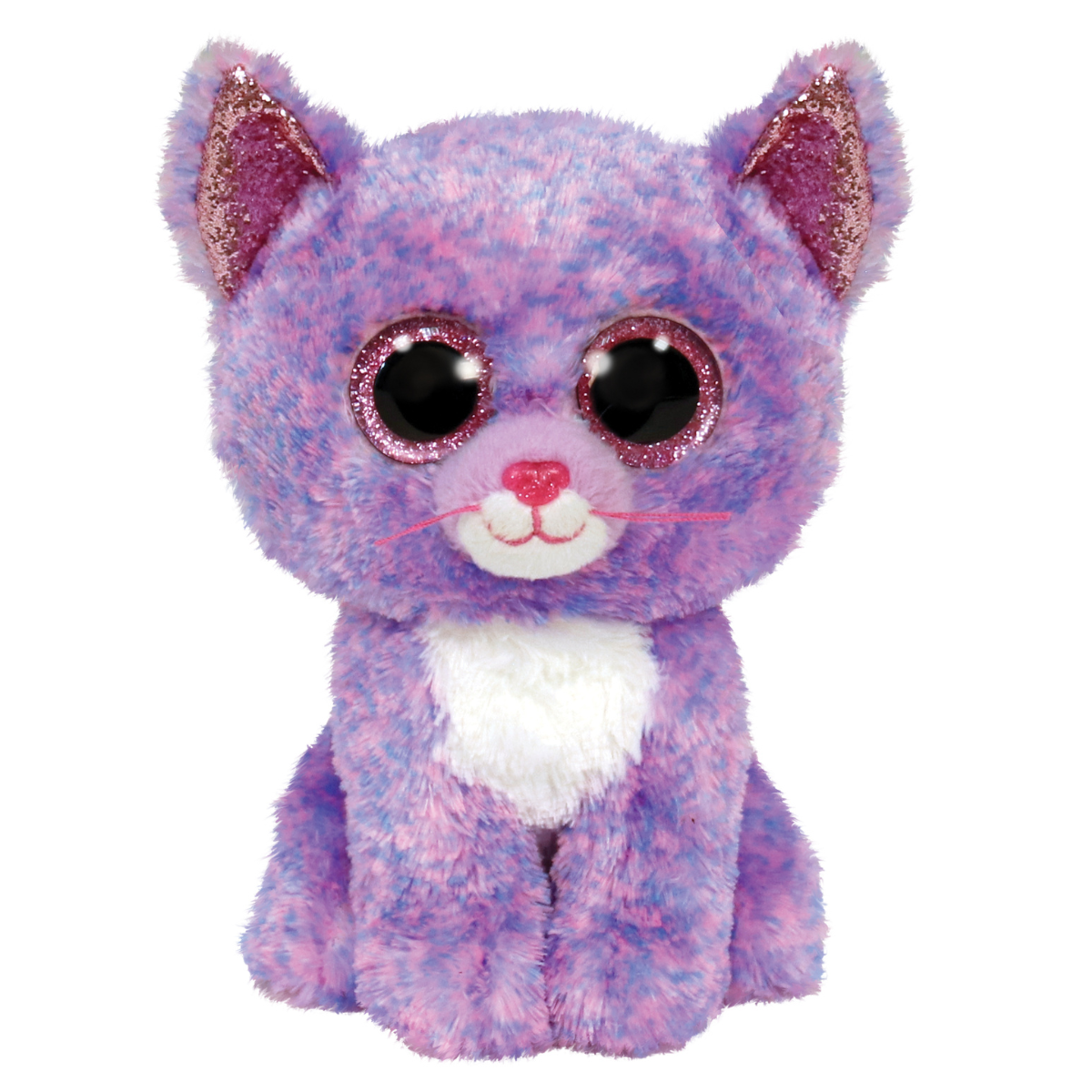 Ty - peluche - beanie boos - gatto - cassidy - rosa e viola - orecchie e occhi rosa glitter - il peluche con gli occhi grandi scintillanti - 15 cm - 36248 - TY