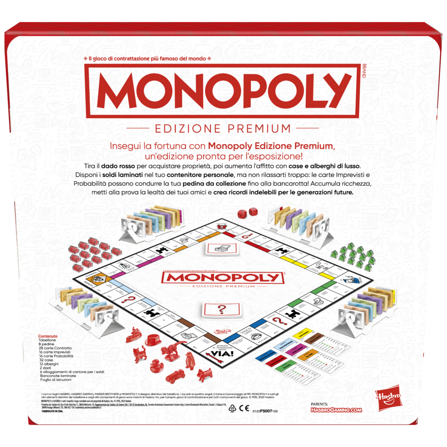 Monopoly, edizione premium, gioco da tavolo per famiglie per 2-6 giocatori, confezione e componenti premium, gioco dagli 8 anni in su - MONOPOLY