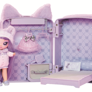 Na! na! na! surprise 3-in-1  backpack bedroom series 3 playset - lavender tabby kitty - zaino in morbido peluche, set da gioco con camera da letto e armadia e 1 bambola in edizione limitata - NA! NA! NA! SURPRISE