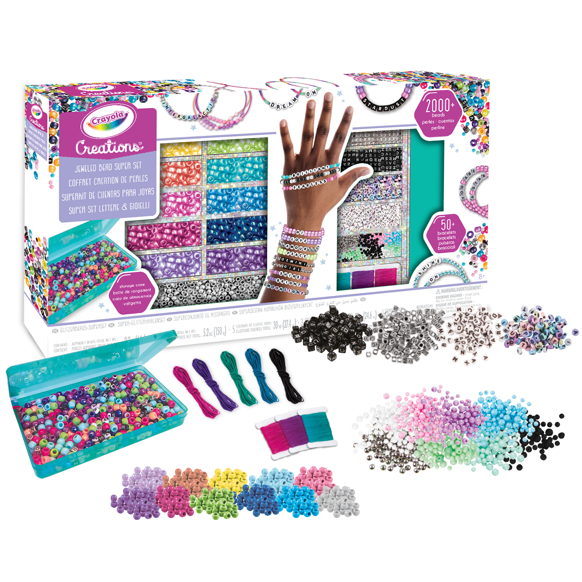 Crayola creations - super set lettere e gioielli - più di 2000 perline e 50 braccialetti - CRAYOLA