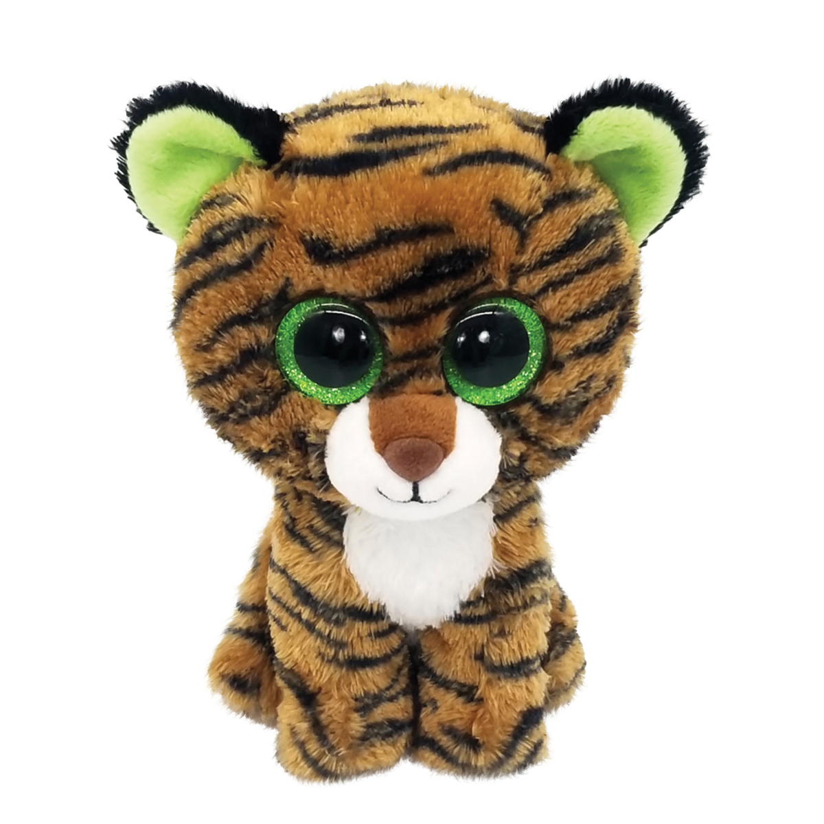 Ty - peluche - beanie boos - tigre - tiggy - marrone tigrato - occhi verdi grandi e glitter - il pupazzo con gli occhi grandi scintillanti - 15 cm - 36387 - TY