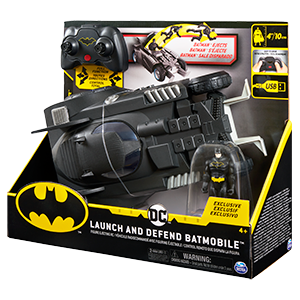 Dc comics , batman , batmobile radiocomandata launch and defend, con sedile ad espulsione. giocattolo per bambini dai 3 anni in su - DC COMICS