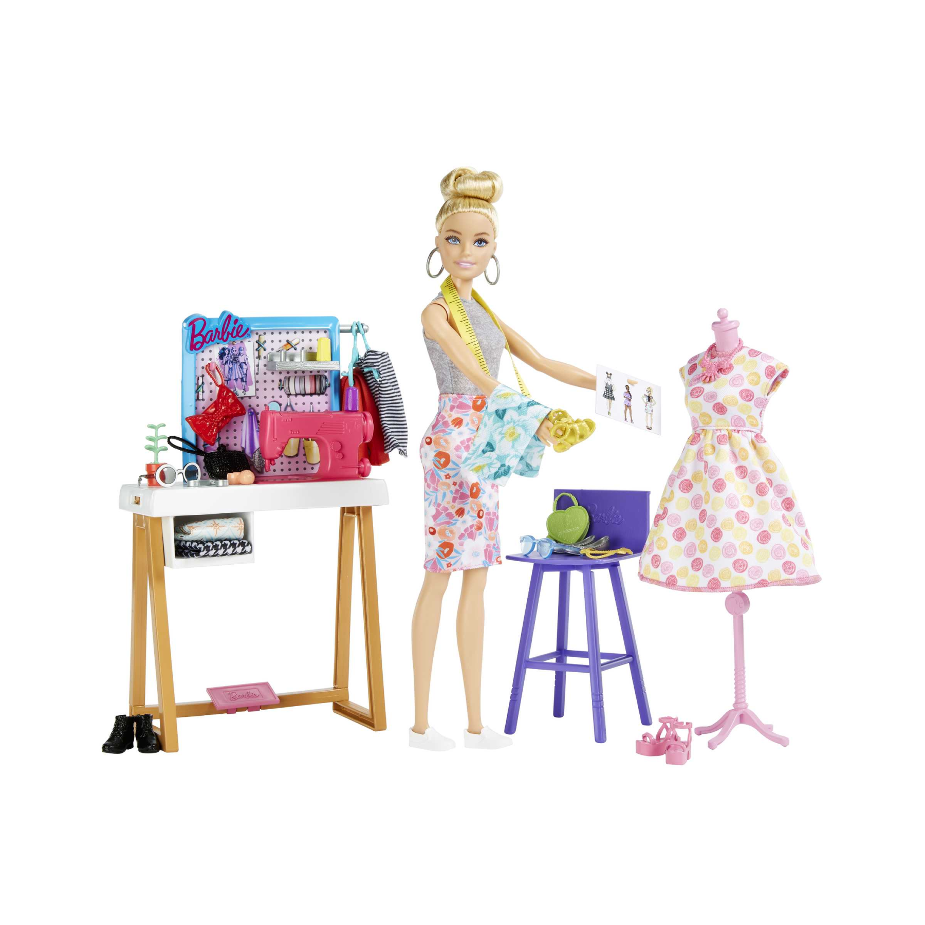 Barbie,  playset atelier con bambola barbie stilista, outfit alla moda e tantissimi accessori, giocattolo per bambini 3+ anni - Barbie