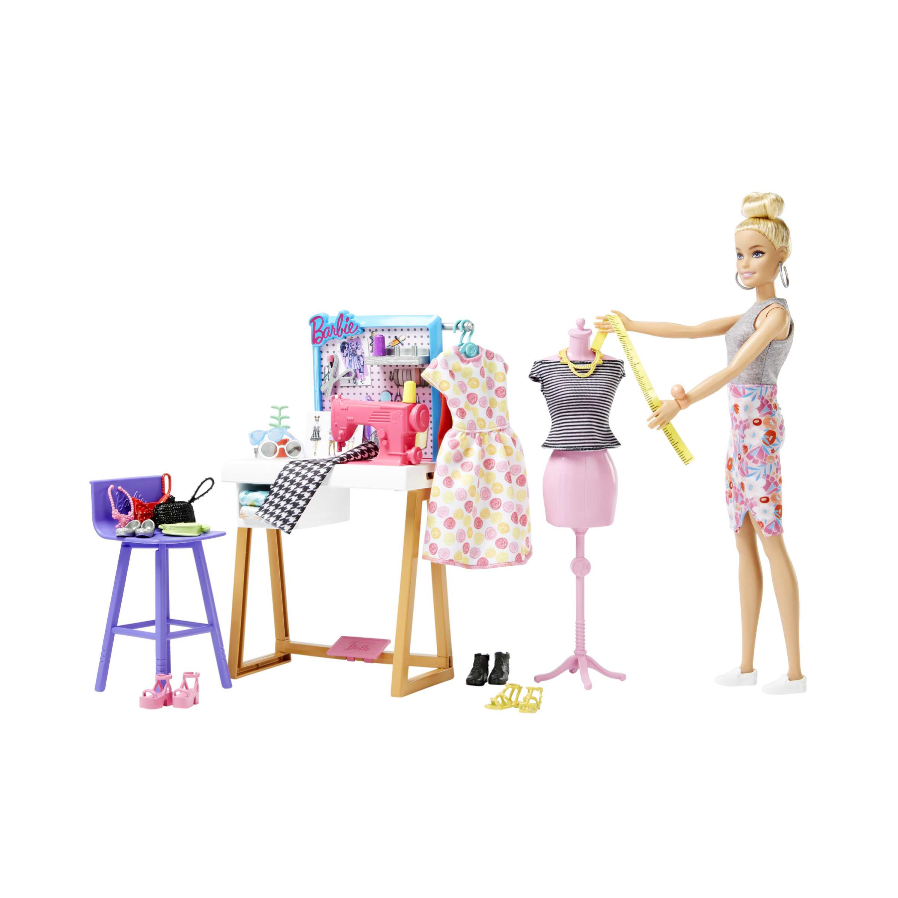 Barbie,  playset atelier con bambola barbie stilista, outfit alla moda e tantissimi accessori, giocattolo per bambini 3+ anni - Barbie