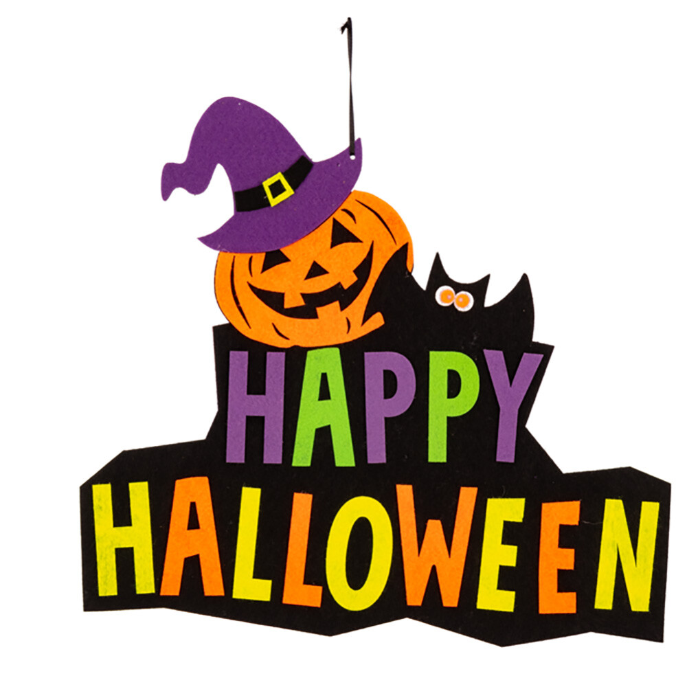 Decorazione happy halloween in feltro d'app. h.cm.36 circa con cart/etichetta	di carnival toys - 