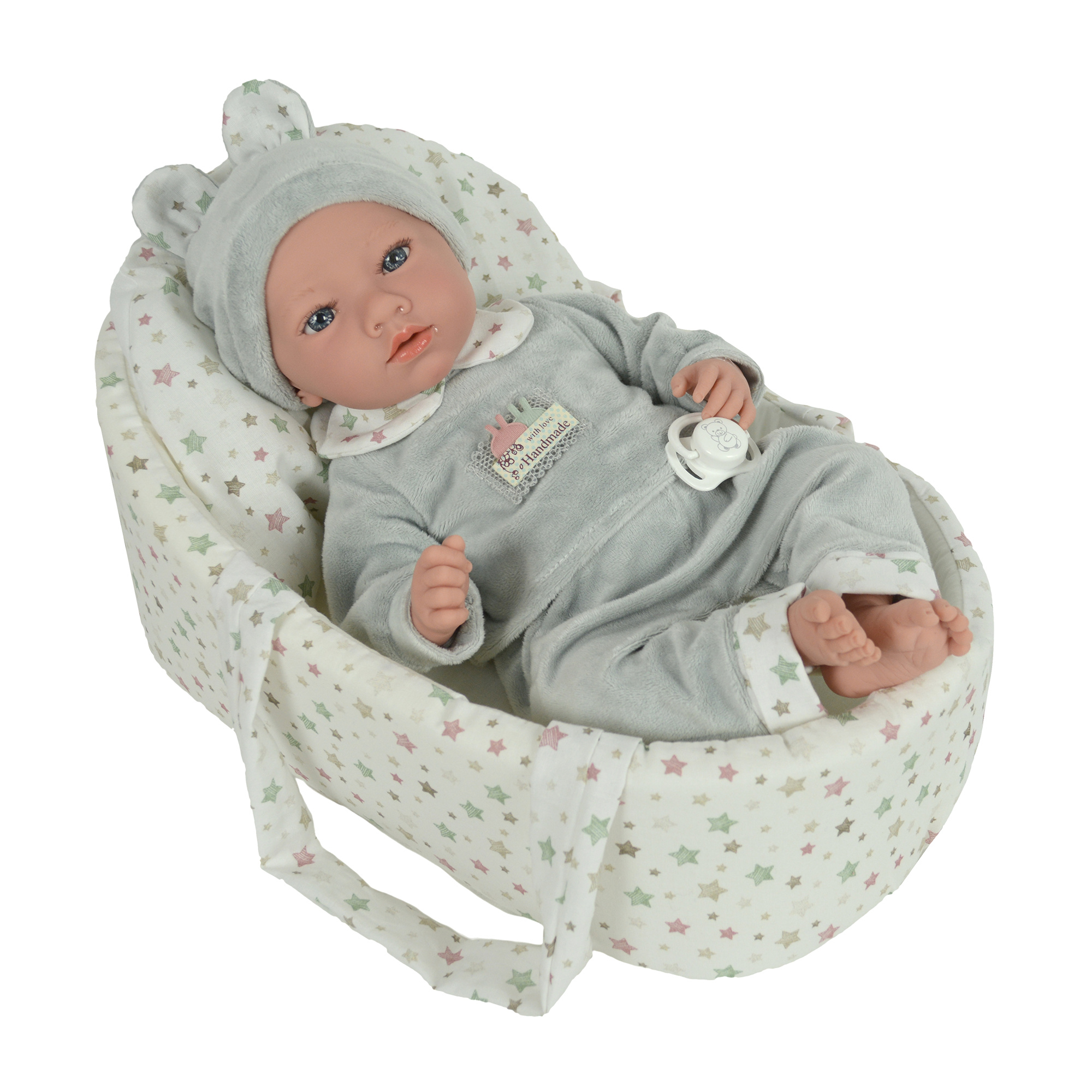 Bambola oliver con culla - 40 cm - LOVE BEBE' PREMIUM