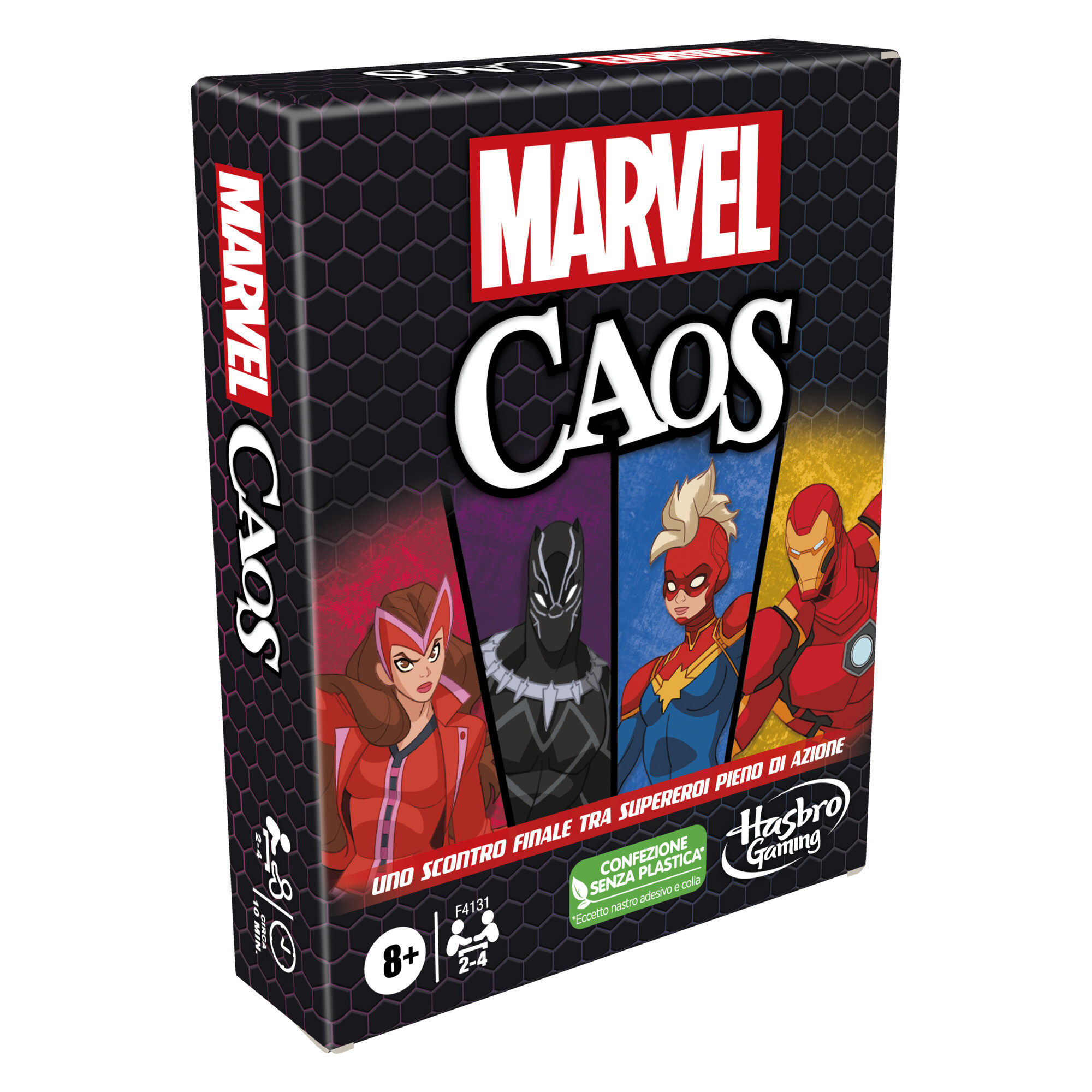 Marvel caos - gioco di carte hasbro gaming con i supereroi marvel, divertente gioco per famiglie dagli 8 anni in su, gioco rapido e semplice da imparare - 