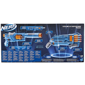 Nerf elite 2.0 double defense 2-blaster pack, include blaster spectre rev-5 6-in-1, blaster warden db-8, 40 dardi nerf elite - NERF